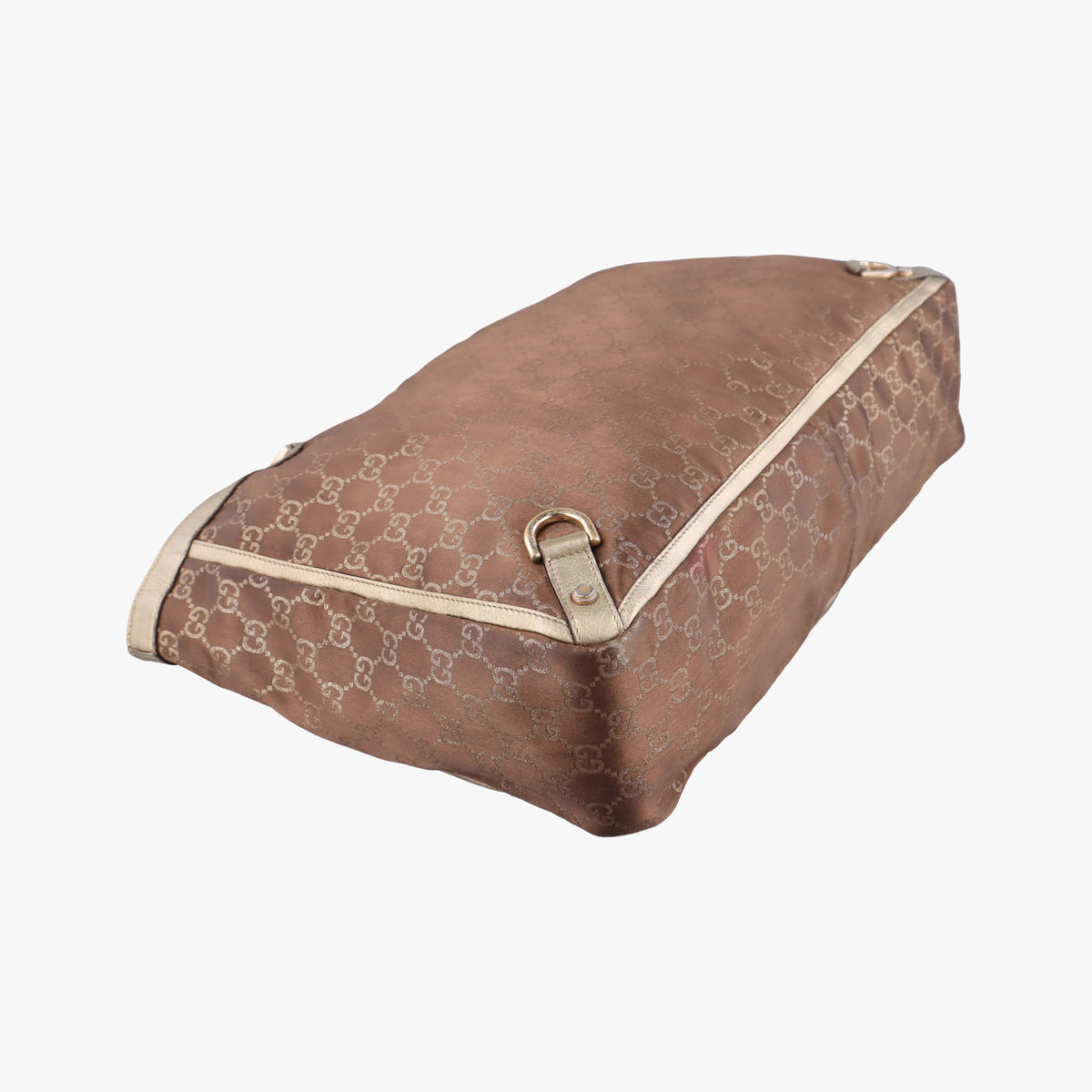 Pre-owned Gucci Abbey line Brown × Gold Leather×canvas 141472 shoulderbag | stylenewstar