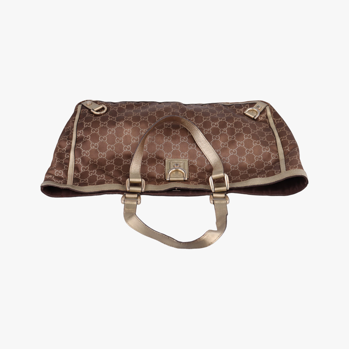 Pre-owned Gucci Abbey line Brown × Gold Leather×canvas 141472 shoulderbag | stylenewstar