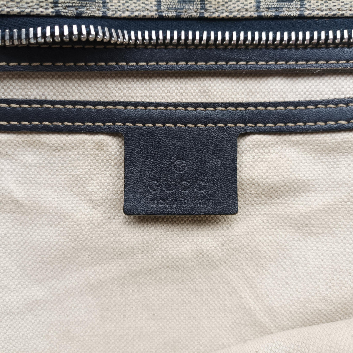 GG Supreme Brown×Navy PVC coated canvas×Leather 211137 D9013254GGスプリーム ベージュ×ネイビー PVCコーティングキャンバス×レザー 211137 D9013254