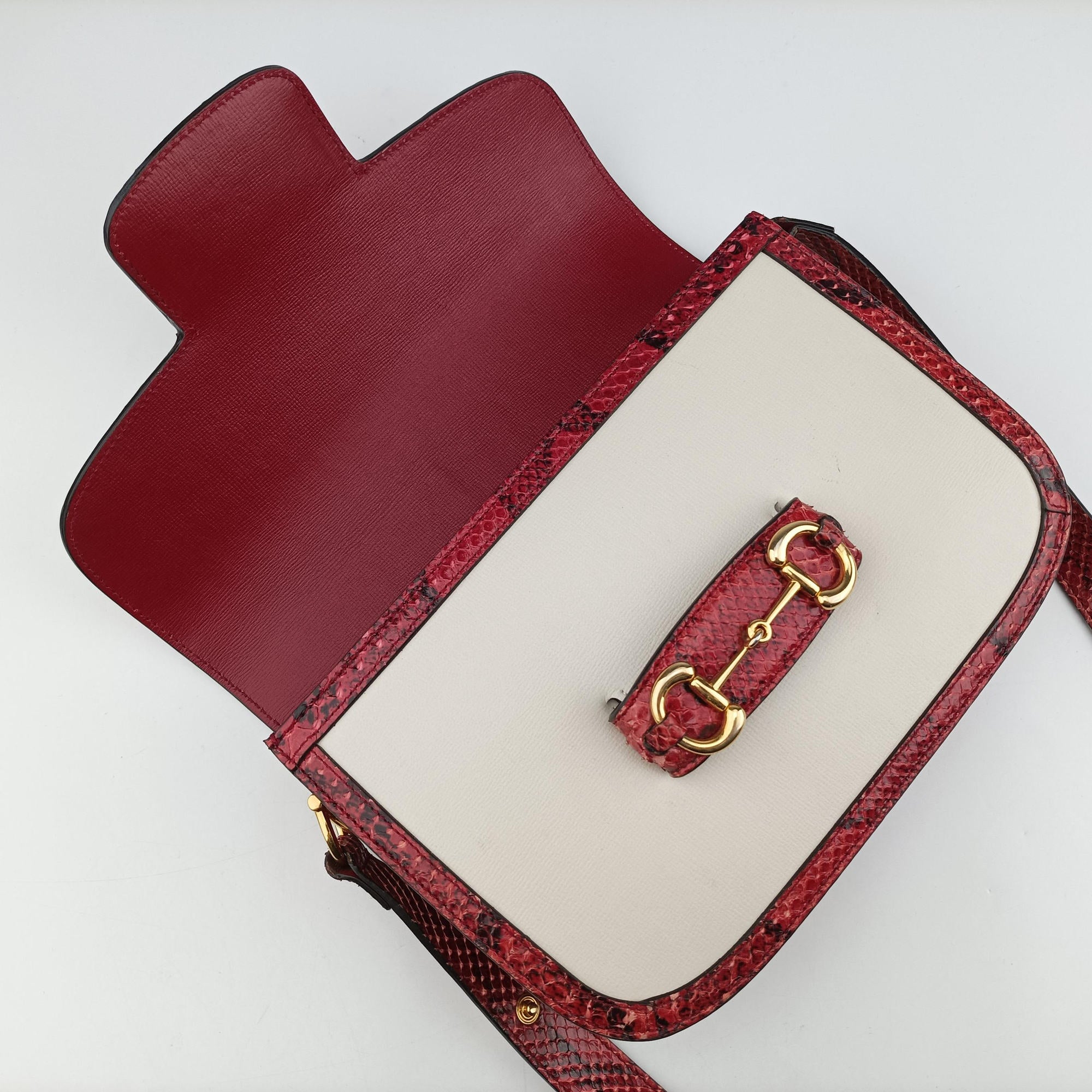 Horsebit 1955 White Leather ásnakeskin 602204 E035232523ホースビット 1955 ホワイト×レッド レザー×ヘビ革 602204 E035232523