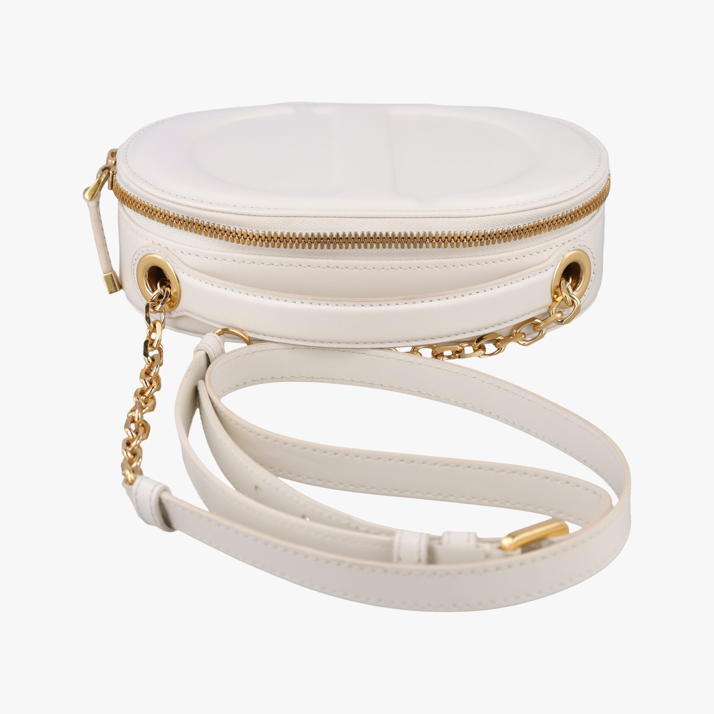 Oval Camera Bag White Leather 43-MA-0253オーバル カメラバッグ ホワイト レザー 43-MA-0253