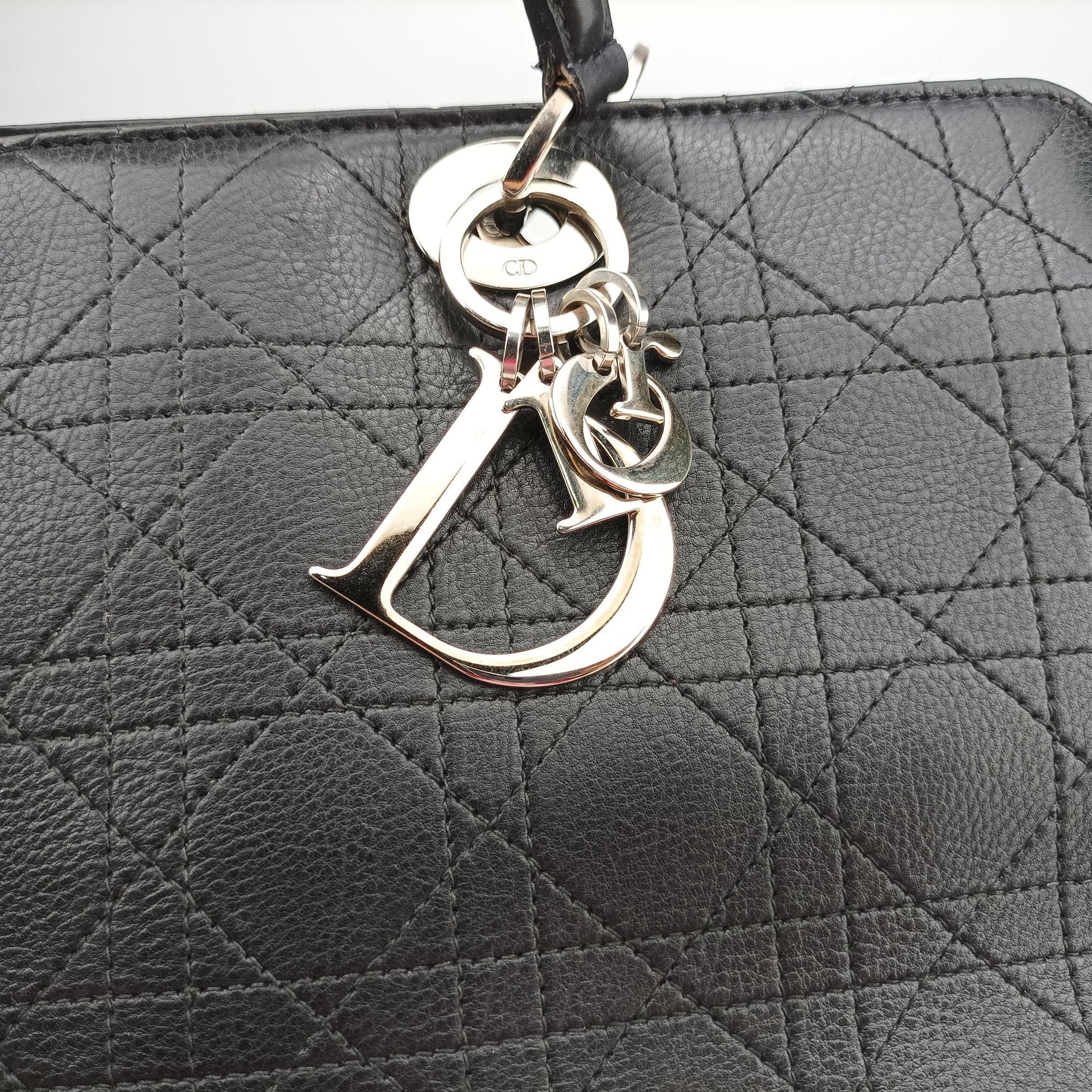 Lady Dior Cannage East West Black Leather 11-MA-1014レディディオール カナージュ イーストウエスト ブラック レザー 11-MA-1014