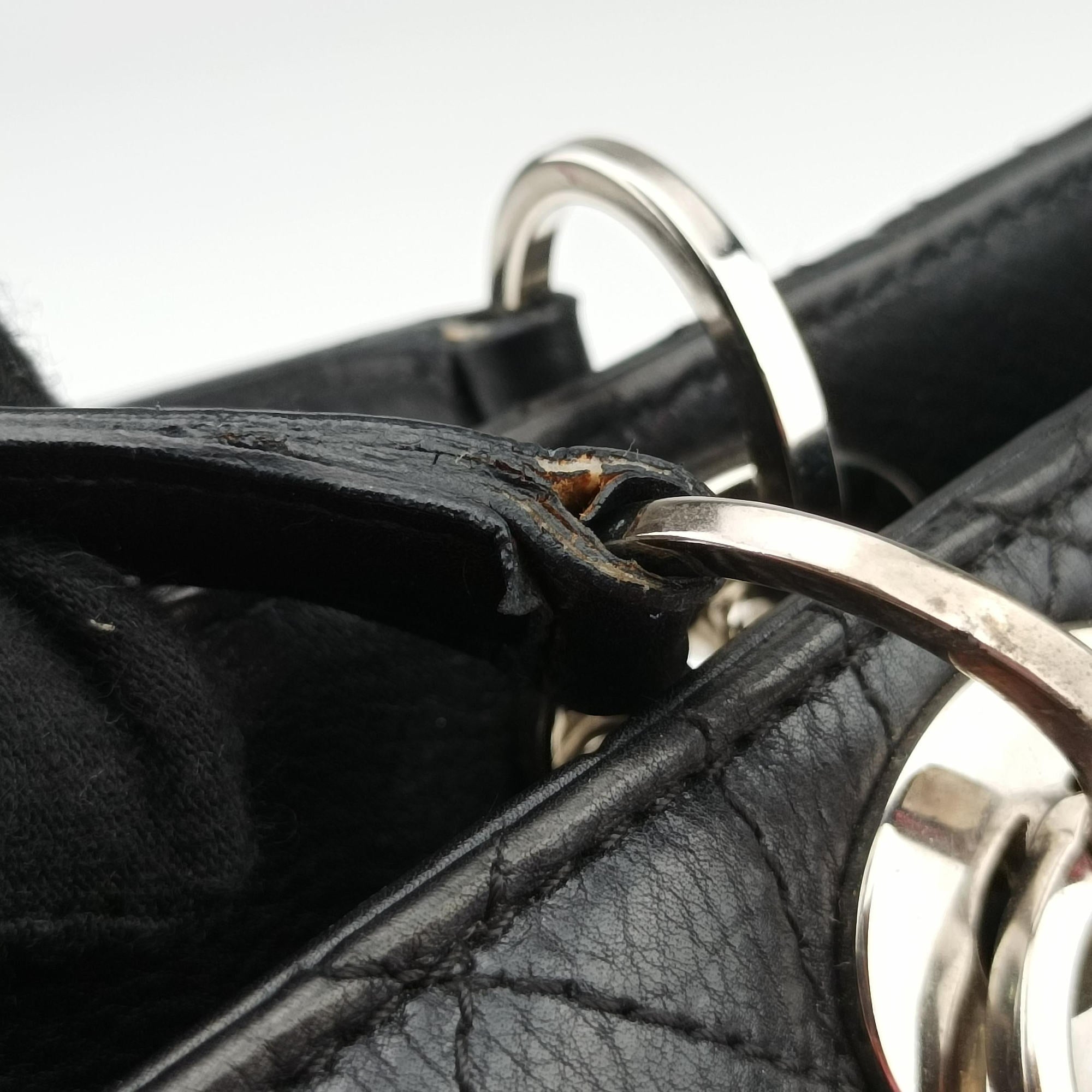 Lady Dior Cannage East West Black Leather 11-MA-1014レディディオール カナージュ イーストウエスト ブラック レザー 11-MA-1014