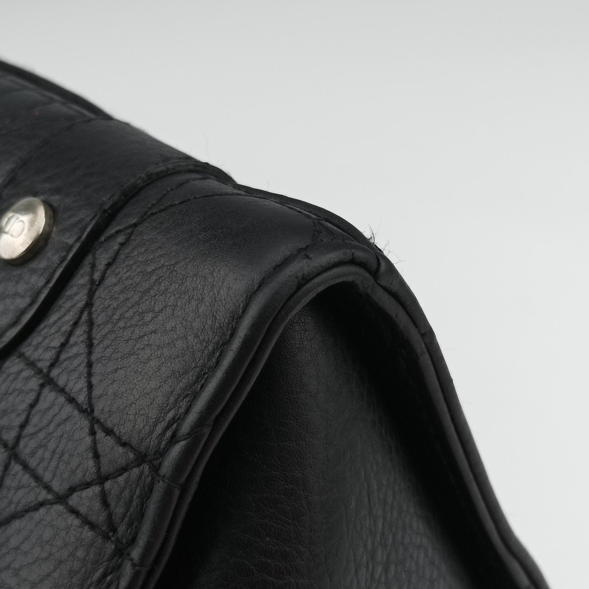 Lady Dior Cannage East West Black Leather 11-MA-1014レディディオール カナージュ イーストウエスト ブラック レザー 11-MA-1014