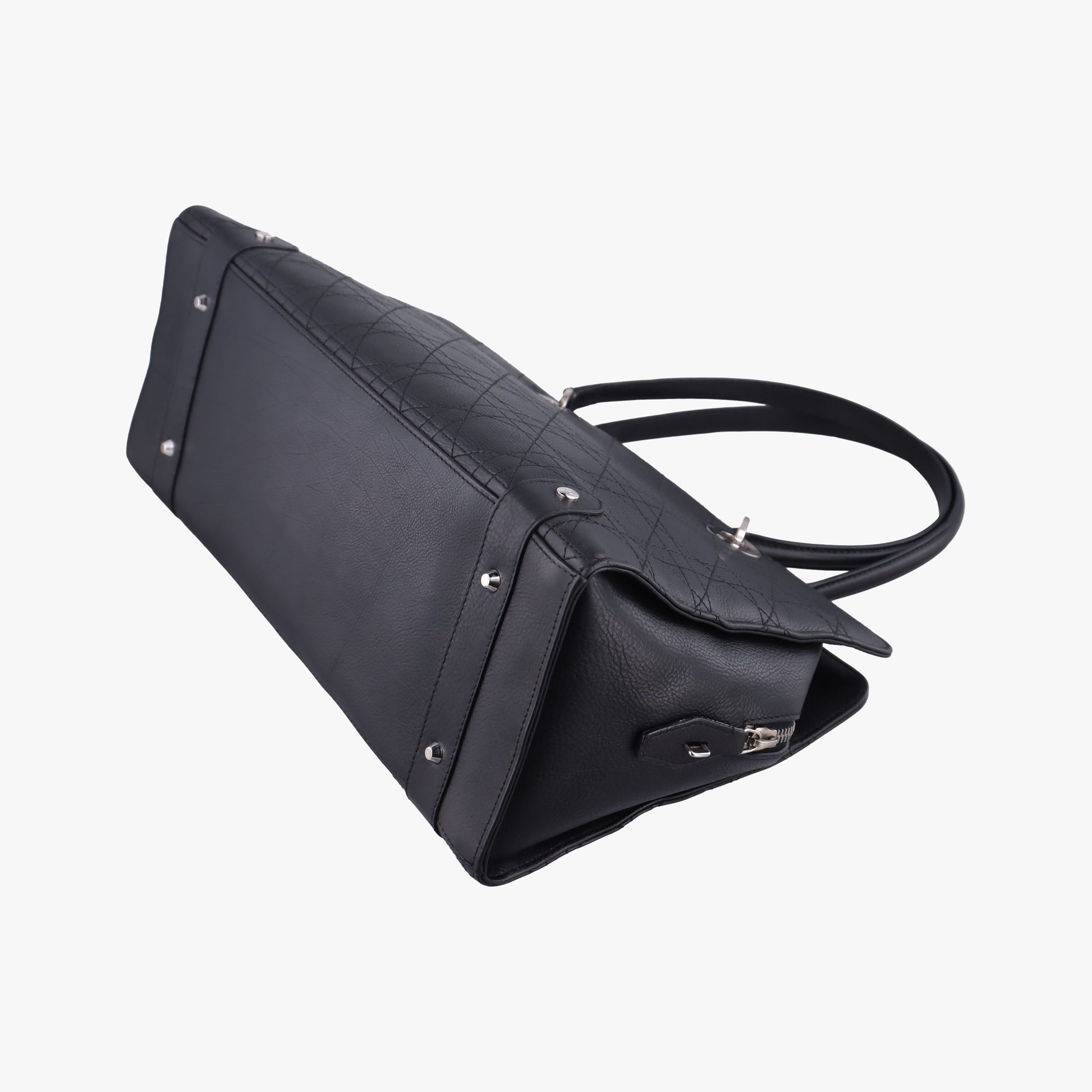 Lady Dior Cannage East West Black Leather 11-MA-1014レディディオール カナージュ イーストウエスト ブラック レザー 11-MA-1014