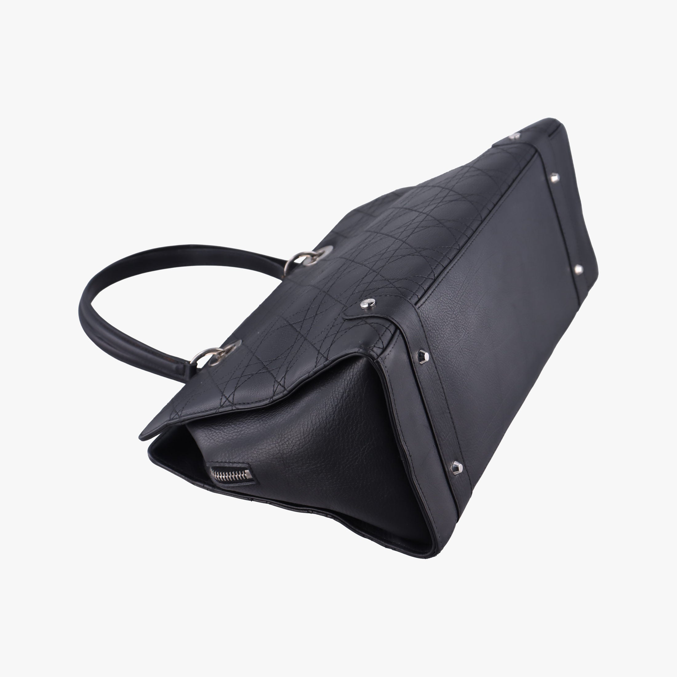 Lady Dior Cannage East West Black Leather 11-MA-1014レディディオール カナージュ イーストウエスト ブラック レザー 11-MA-1014