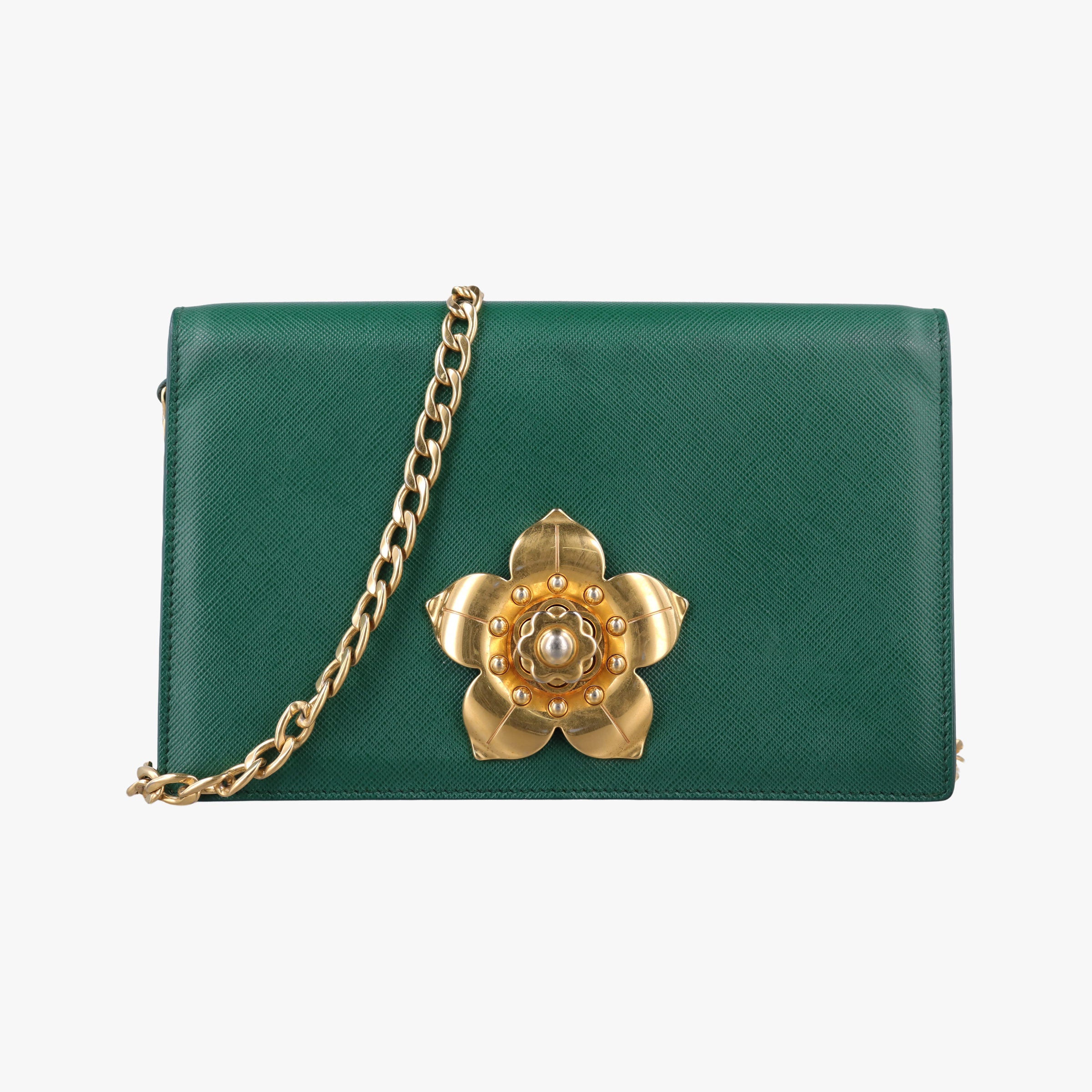 Corole Chain Green Saffiano Leather 25コロール チェーン グリーン サフィアーノレザー 25