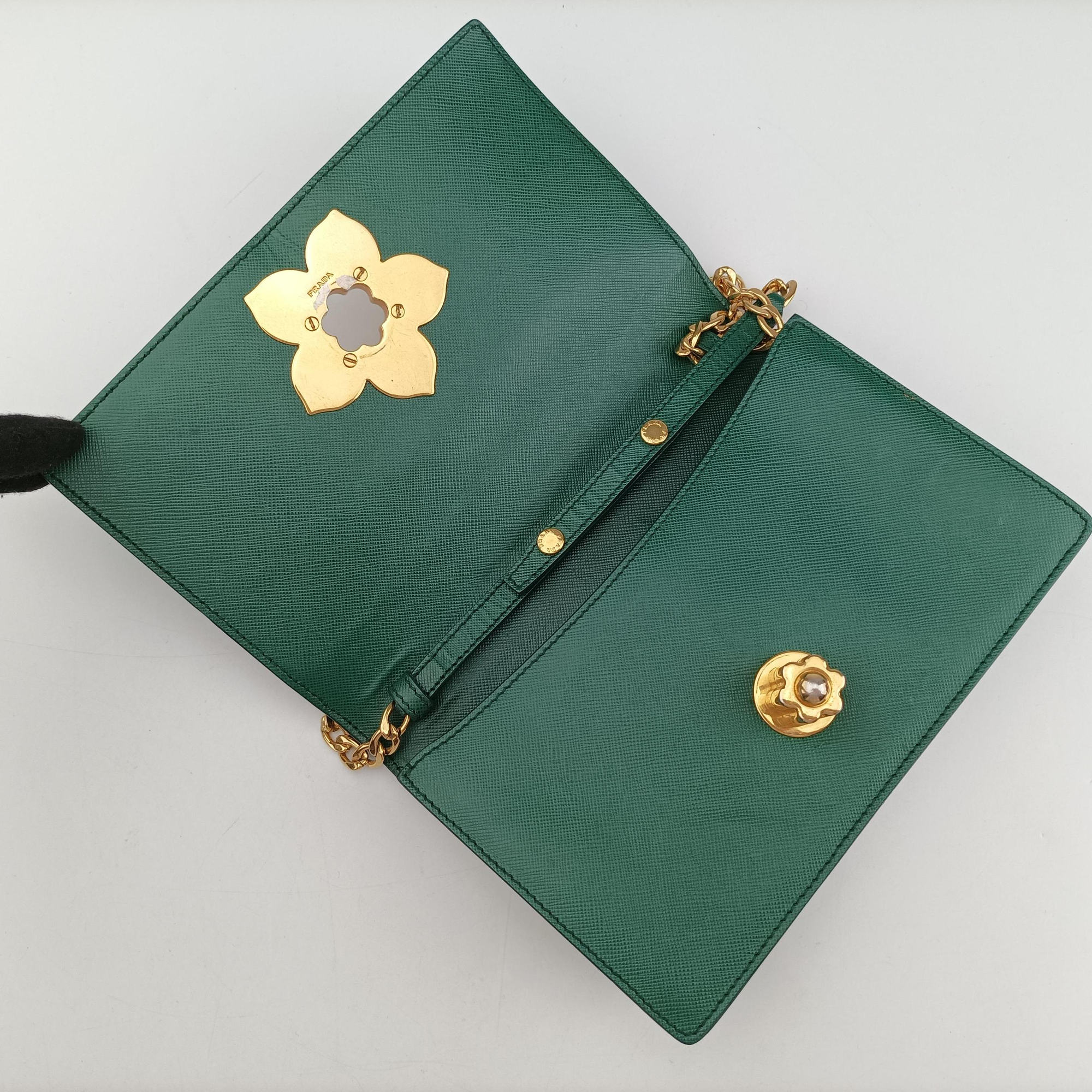Corole Chain Green Saffiano Leather 25コロール チェーン グリーン サフィアーノレザー 25