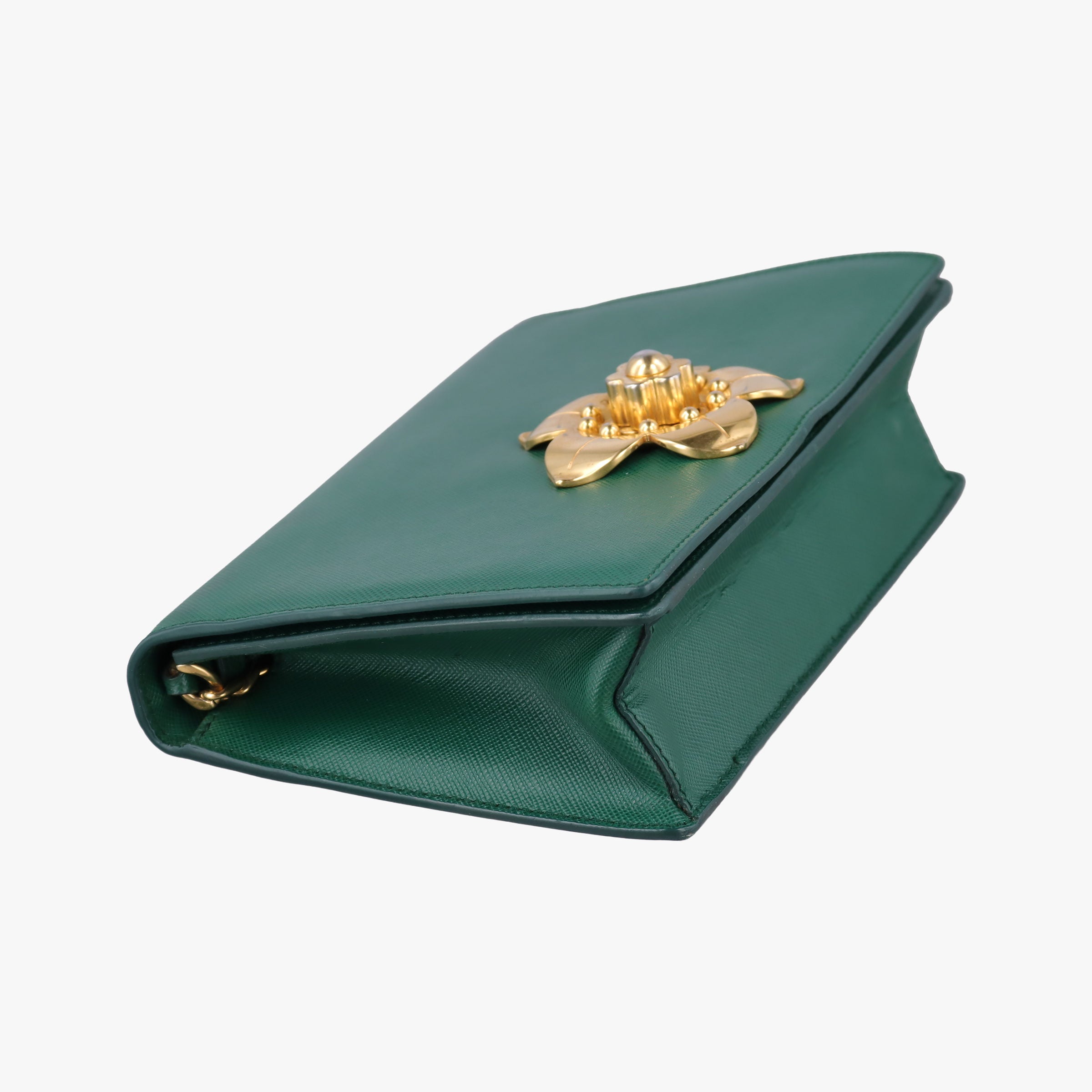 Corole Chain Green Saffiano Leather 25コロール チェーン グリーン サフィアーノレザー 25