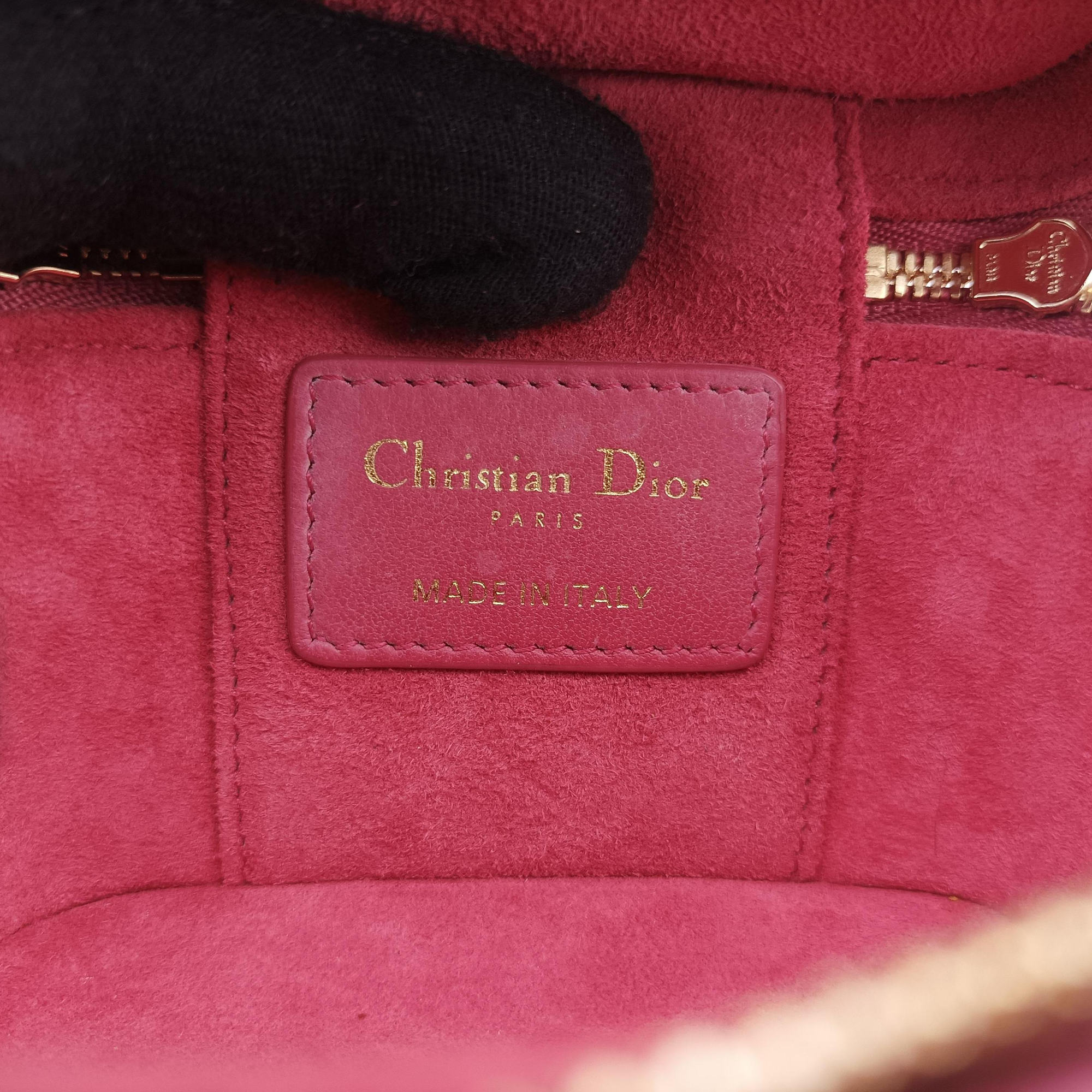 Lady Dior micro vanity RedPink lambskin 23-BO-0211レディディオール マイクロ ヴァニティ レッドピンク ラムスキン 23-BO-0211