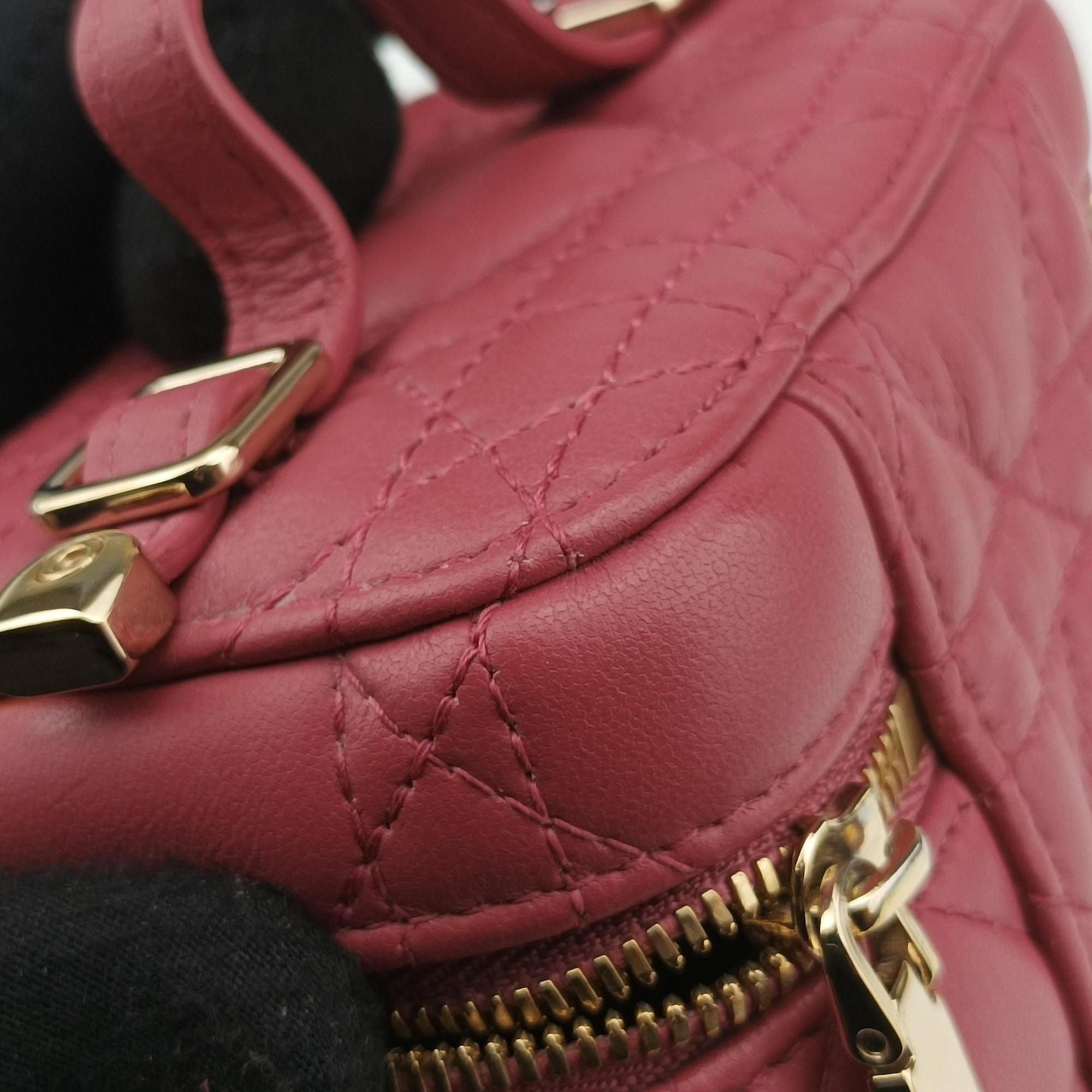Lady Dior micro vanity RedPink lambskin 23-BO-0211レディディオール マイクロ ヴァニティ レッドピンク ラムスキン 23-BO-0211