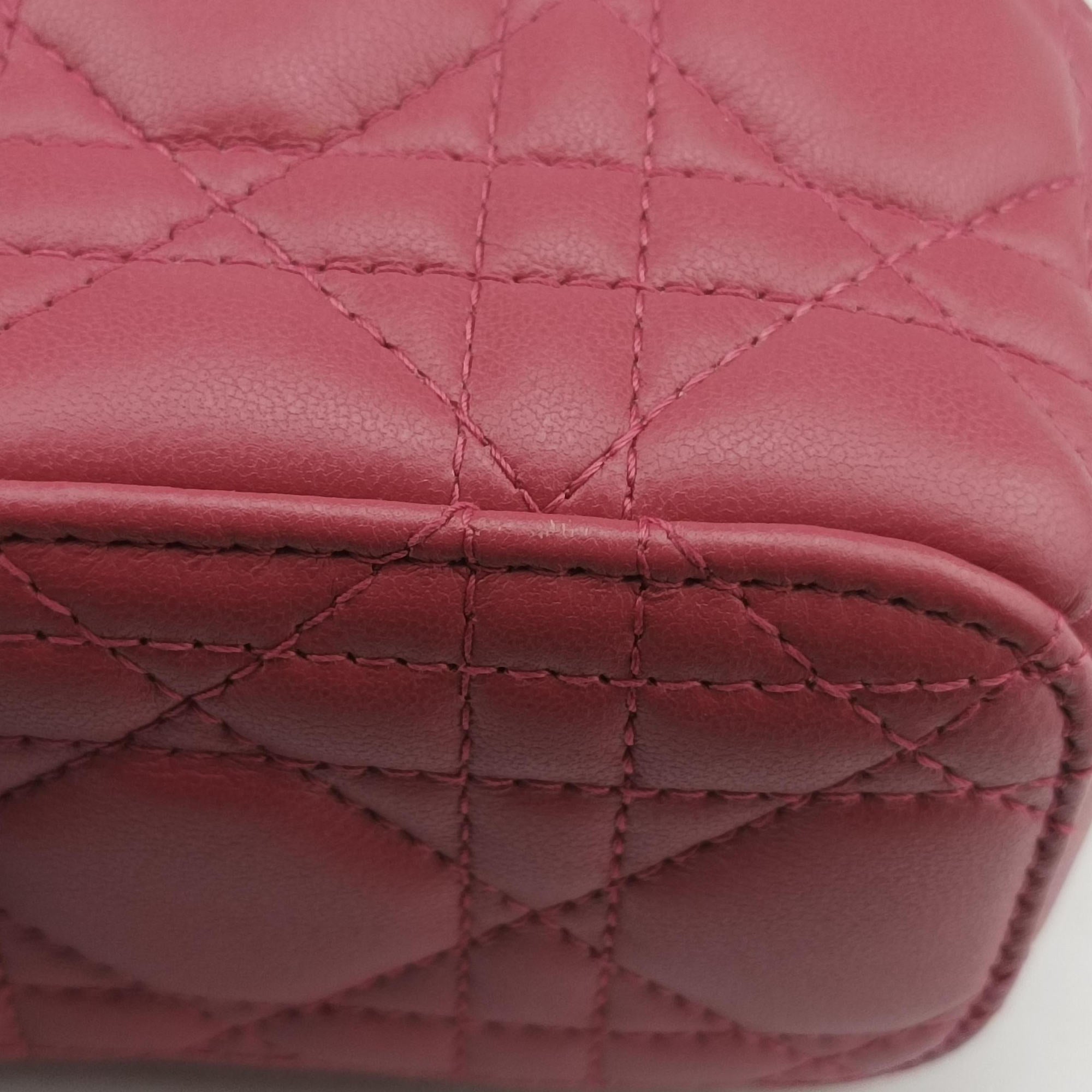 Lady Dior micro vanity RedPink lambskin 23-BO-0211レディディオール マイクロ ヴァニティ レッドピンク ラムスキン 23-BO-0211