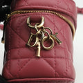 Lady Dior micro vanity RedPink lambskin 23-BO-0211レディディオール マイクロ ヴァニティ レッドピンク ラムスキン 23-BO-0211