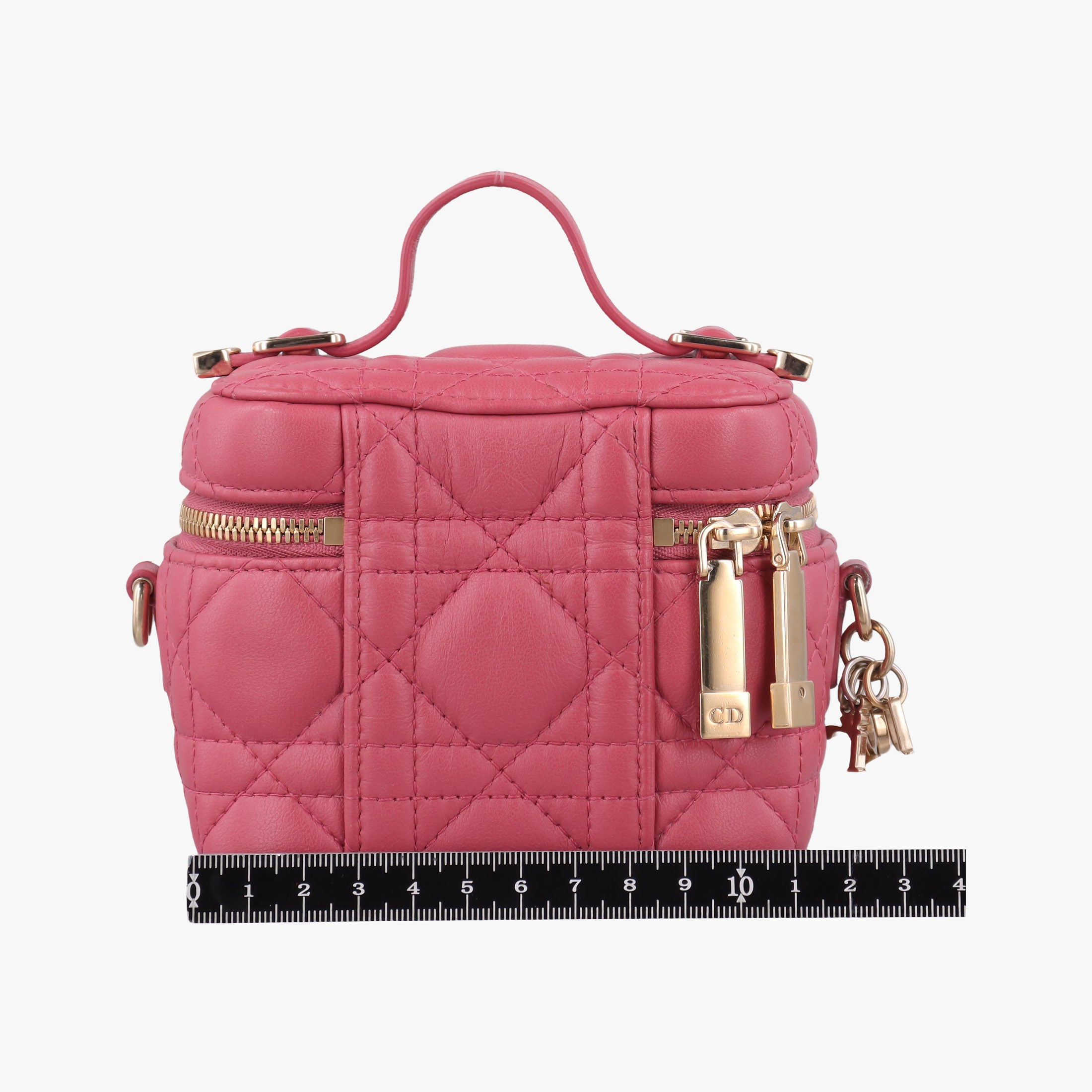 Lady Dior micro vanity RedPink lambskin 23-BO-0211レディディオール マイクロ ヴァニティ レッドピンク ラムスキン 23-BO-0211
