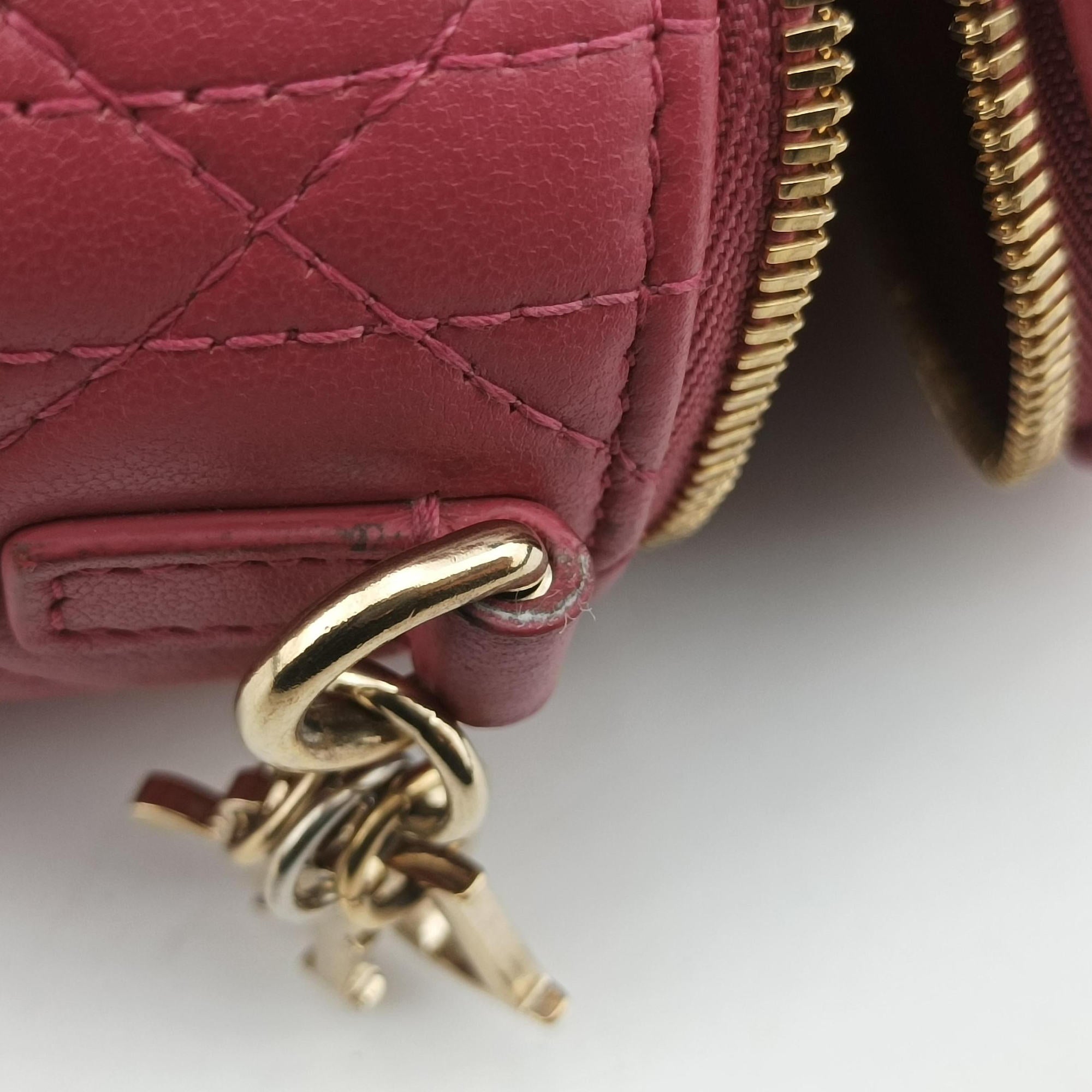 Lady Dior micro vanity RedPink lambskin 23-BO-0211レディディオール マイクロ ヴァニティ レッドピンク ラムスキン 23-BO-0211