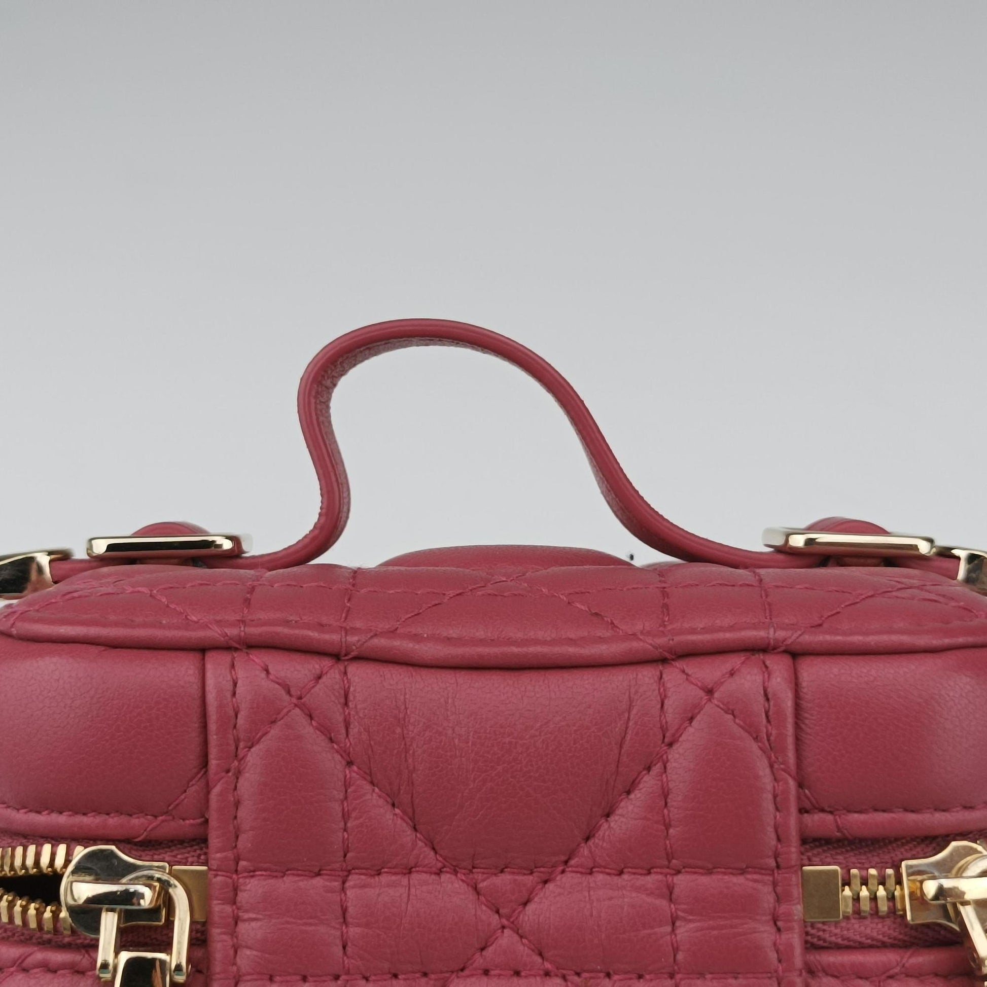 Lady Dior micro vanity RedPink lambskin 23-BO-0211レディディオール マイクロ ヴァニティ レッドピンク ラムスキン 23-BO-0211