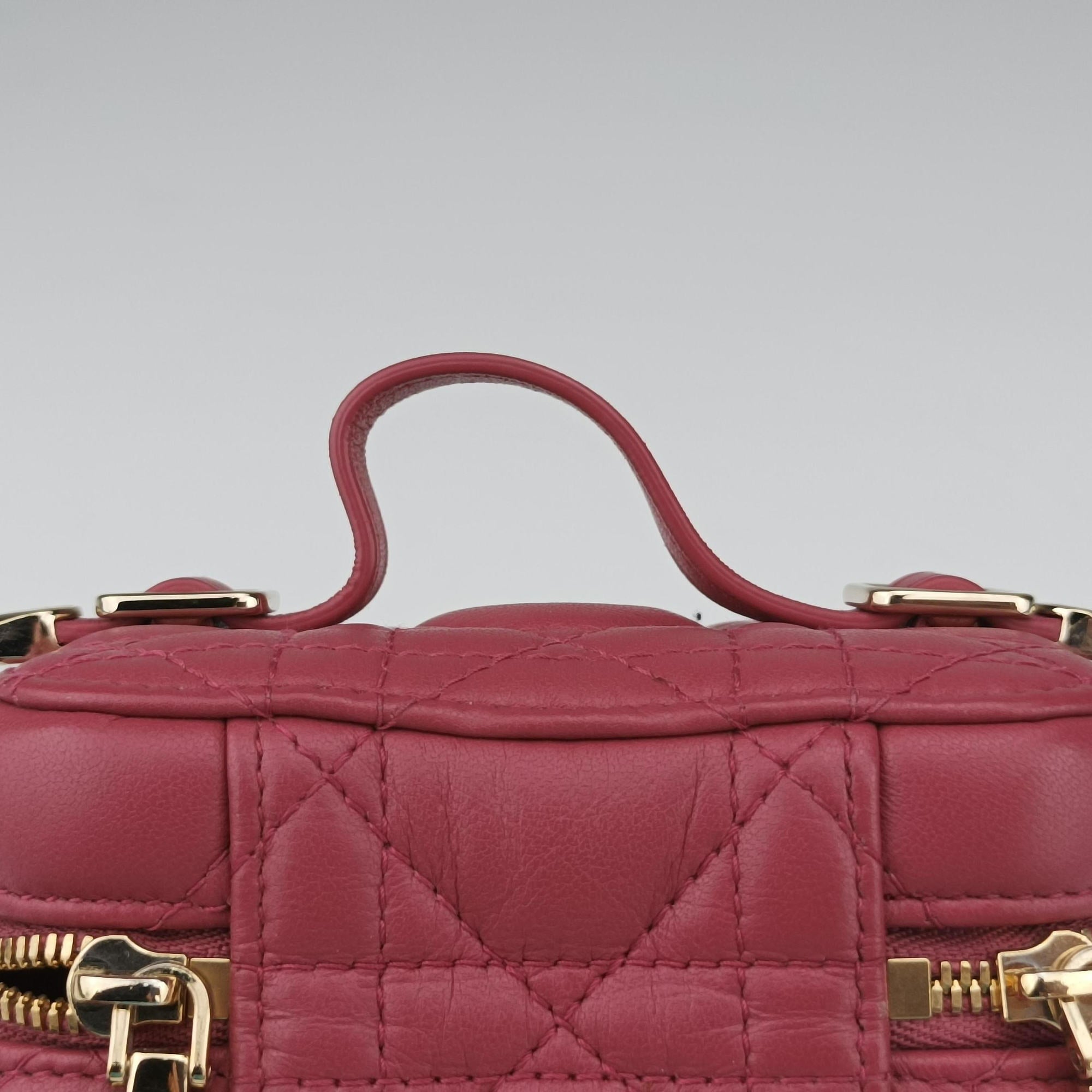 Lady Dior micro vanity RedPink lambskin 23-BO-0211レディディオール マイクロ ヴァニティ レッドピンク ラムスキン 23-BO-0211