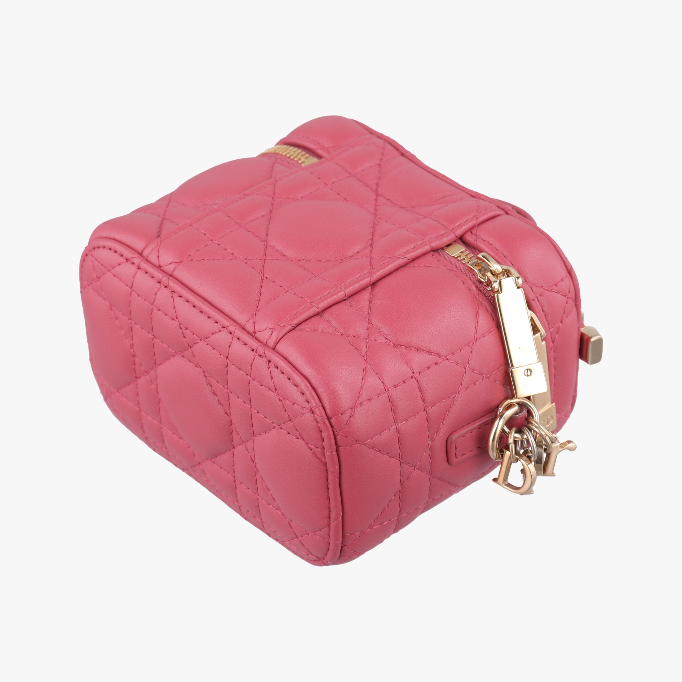 Lady Dior micro vanity RedPink lambskin 23-BO-0211レディディオール マイクロ ヴァニティ レッドピンク ラムスキン 23-BO-0211