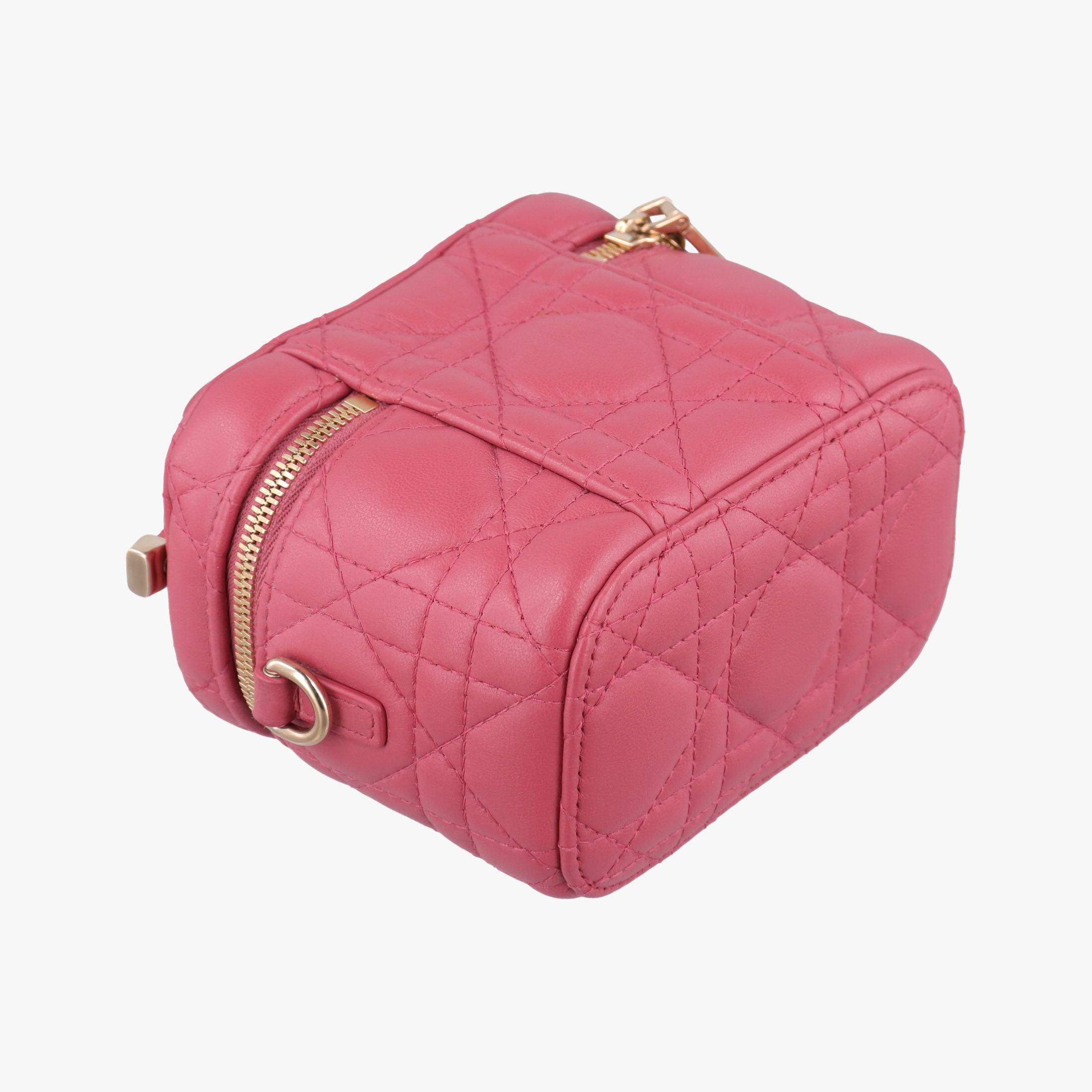 Lady Dior micro vanity RedPink lambskin 23-BO-0211レディディオール マイクロ ヴァニティ レッドピンク ラムスキン 23-BO-0211