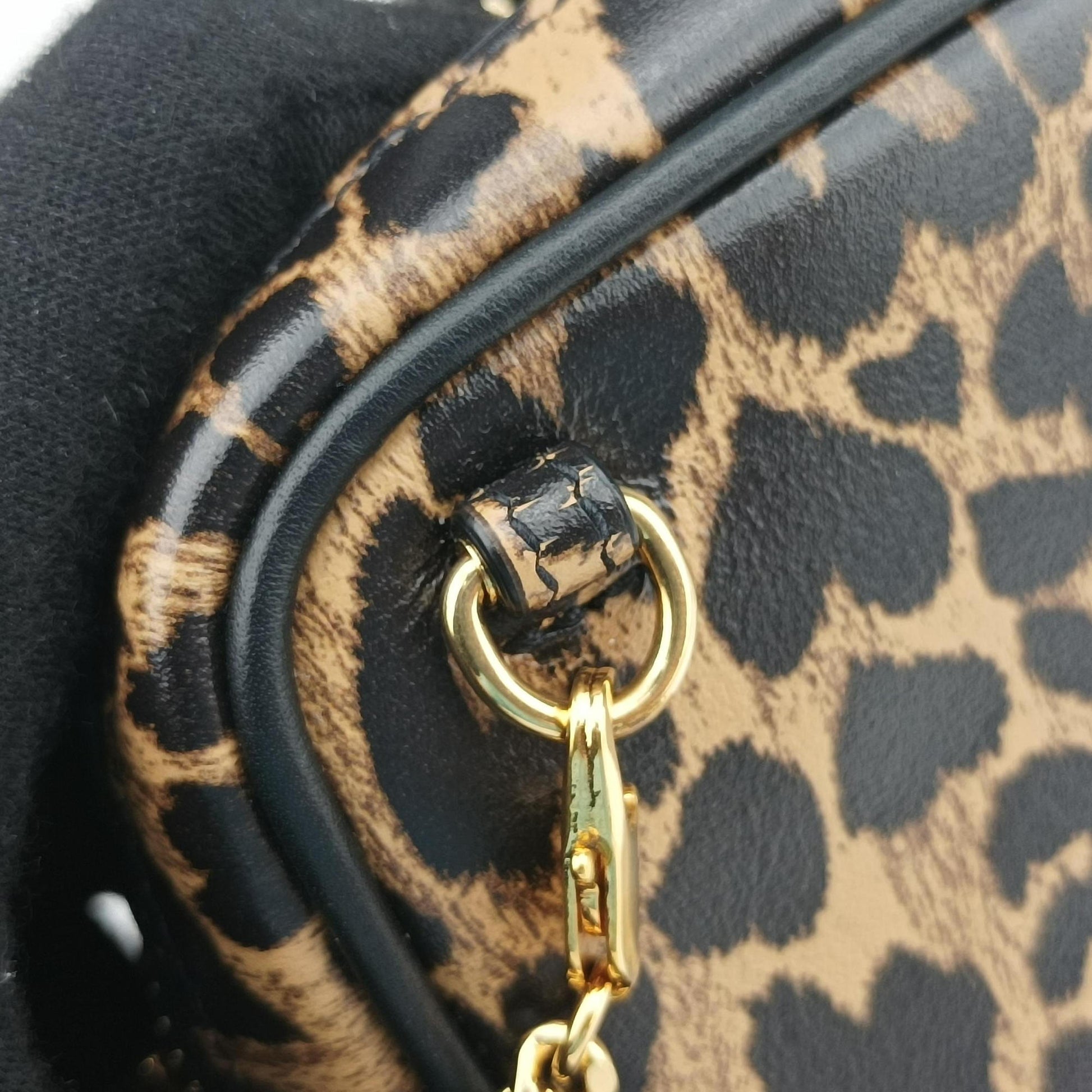 Baby Lou Leopard Print Heart Black×Brown Leather 650170 BRS650170.1020ベイビールー レオパード ブラック×ブラウン レザー 650170 BRS650170.1020
