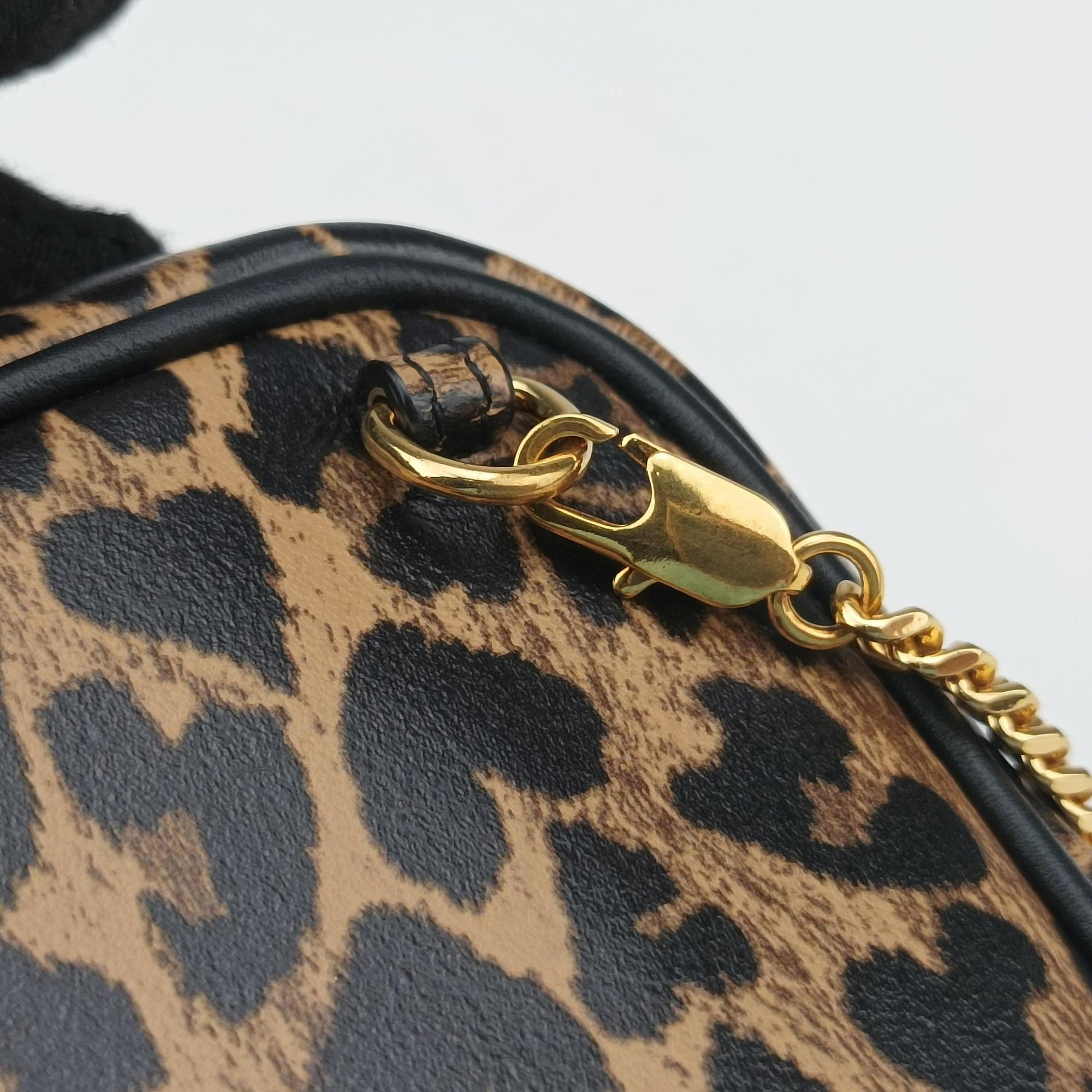 Baby Lou Leopard Print Heart Black×Brown Leather 650170 BRS650170.1020ベイビールー レオパード ブラック×ブラウン レザー 650170 BRS650170.1020