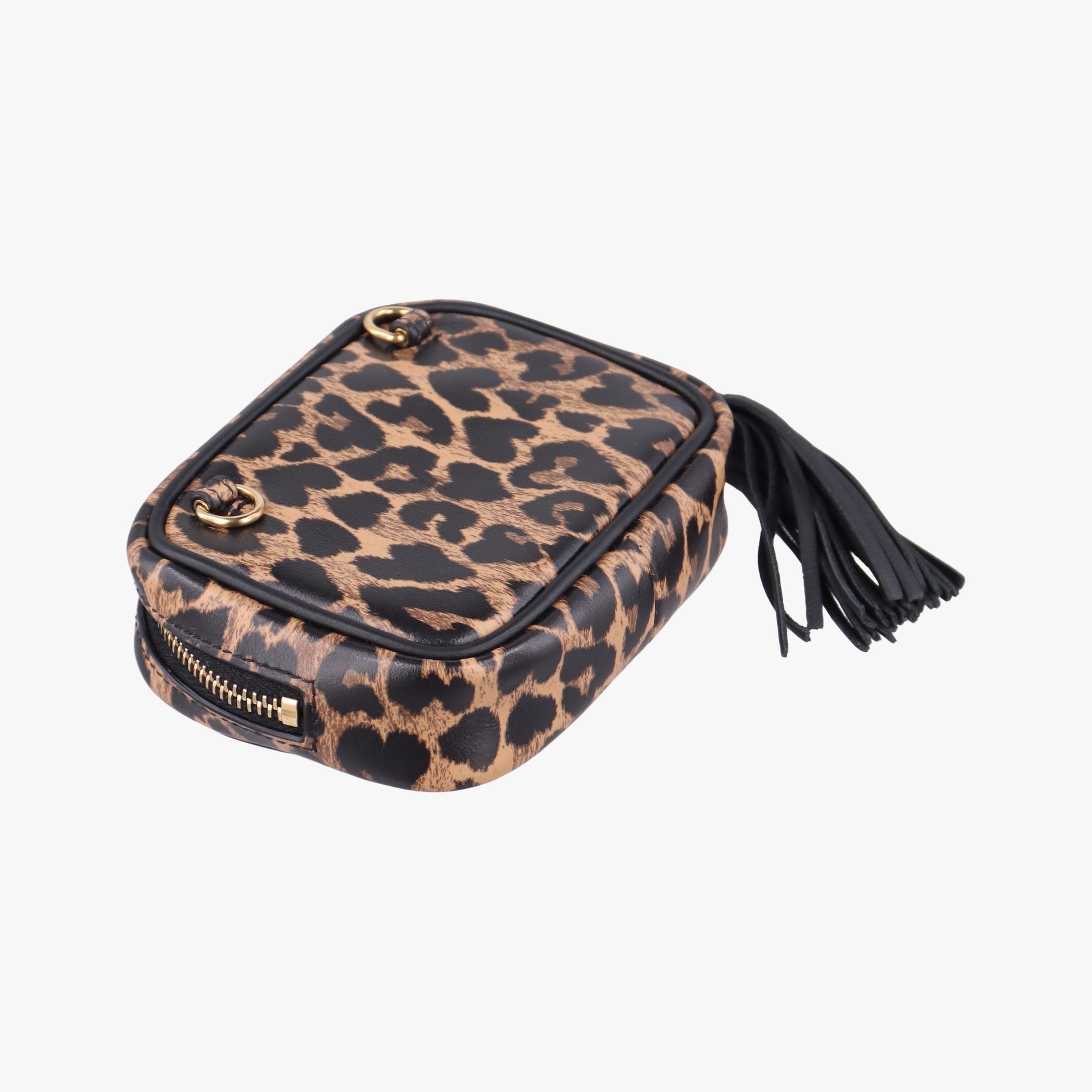 Baby Lou Leopard Print Heart Black×Brown Leather 650170 BRS650170.1020ベイビールー レオパード ブラック×ブラウン レザー 650170 BRS650170.1020