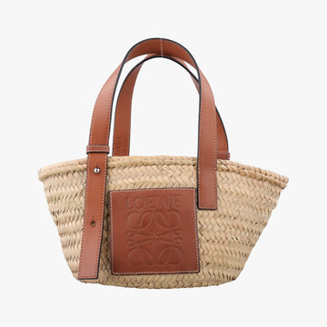 basket Beige×Brown Leather × Raffia 411708バスケット ベージュ×ブラウン レザー x ラフィア 411708