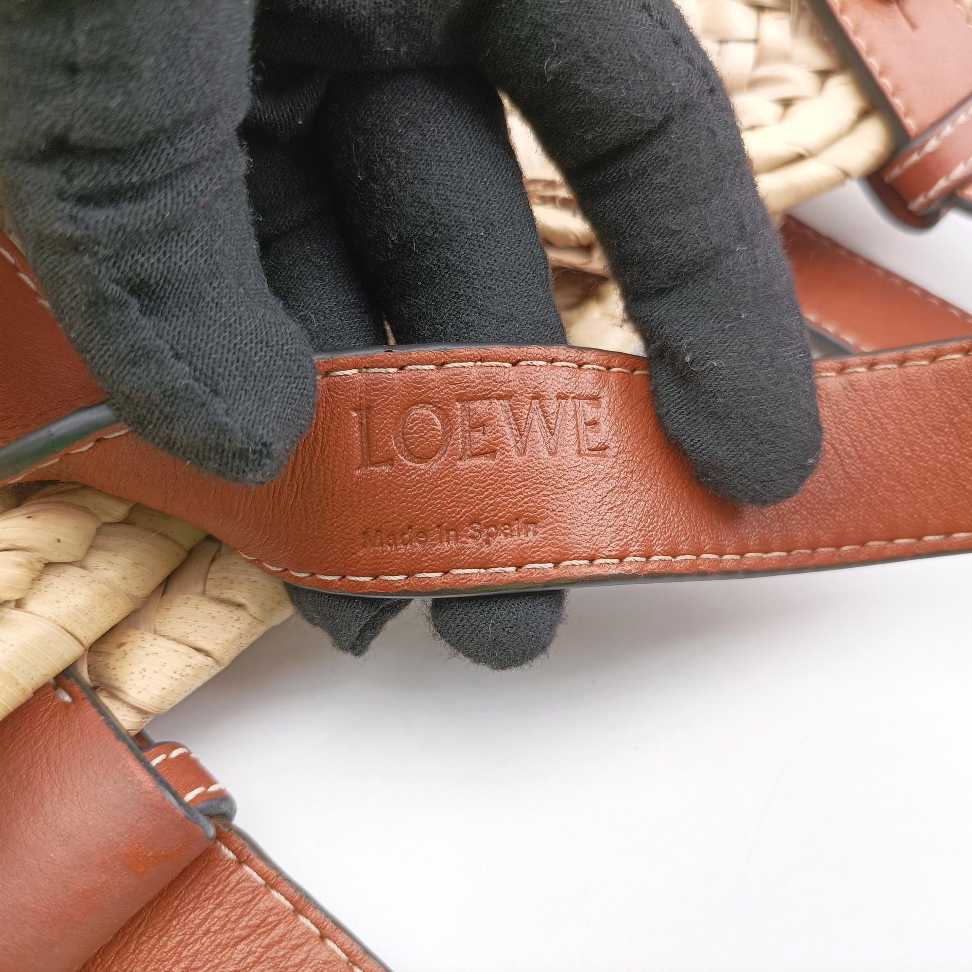 basket Beige×Brown Leather × Raffia 411708バスケット ベージュ×ブラウン レザー x ラフィア 411708