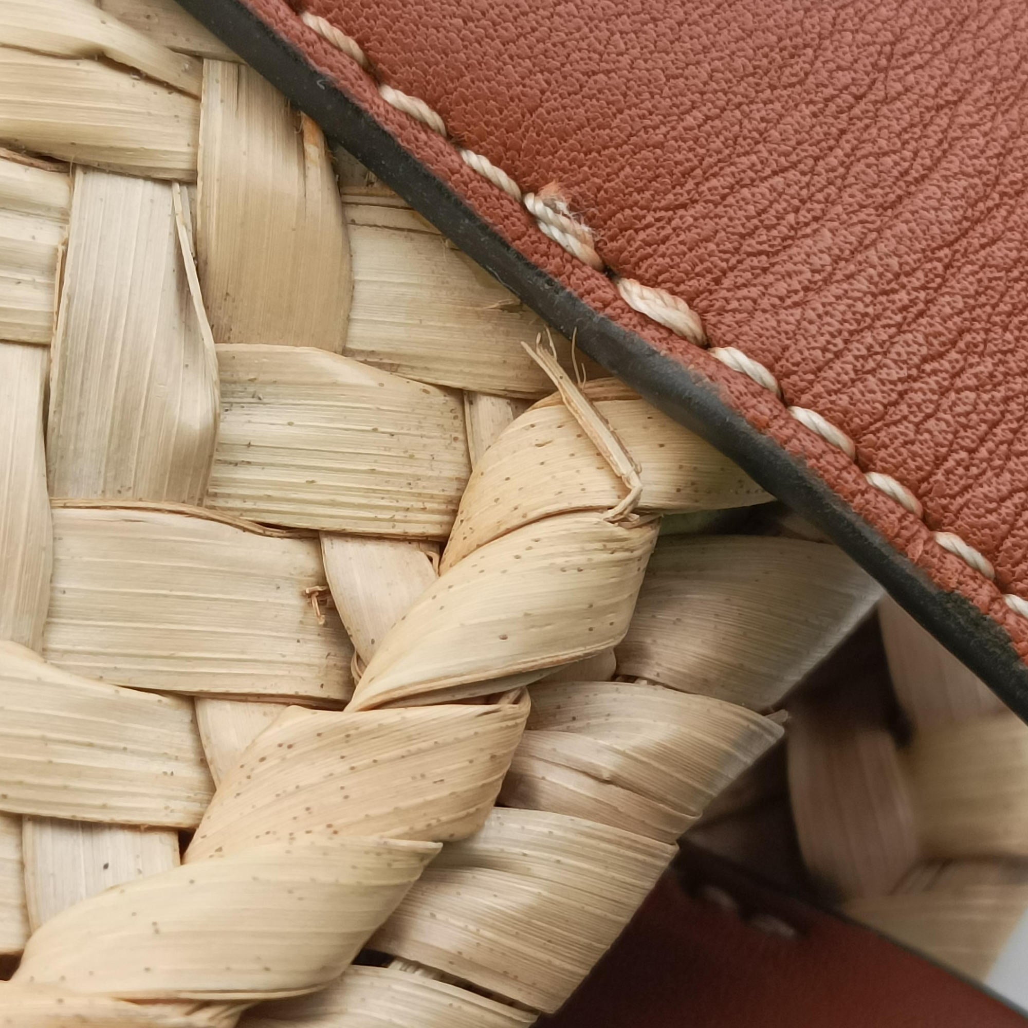 basket Beige×Brown Leather × Raffia 411708バスケット ベージュ×ブラウン レザー x ラフィア 411708