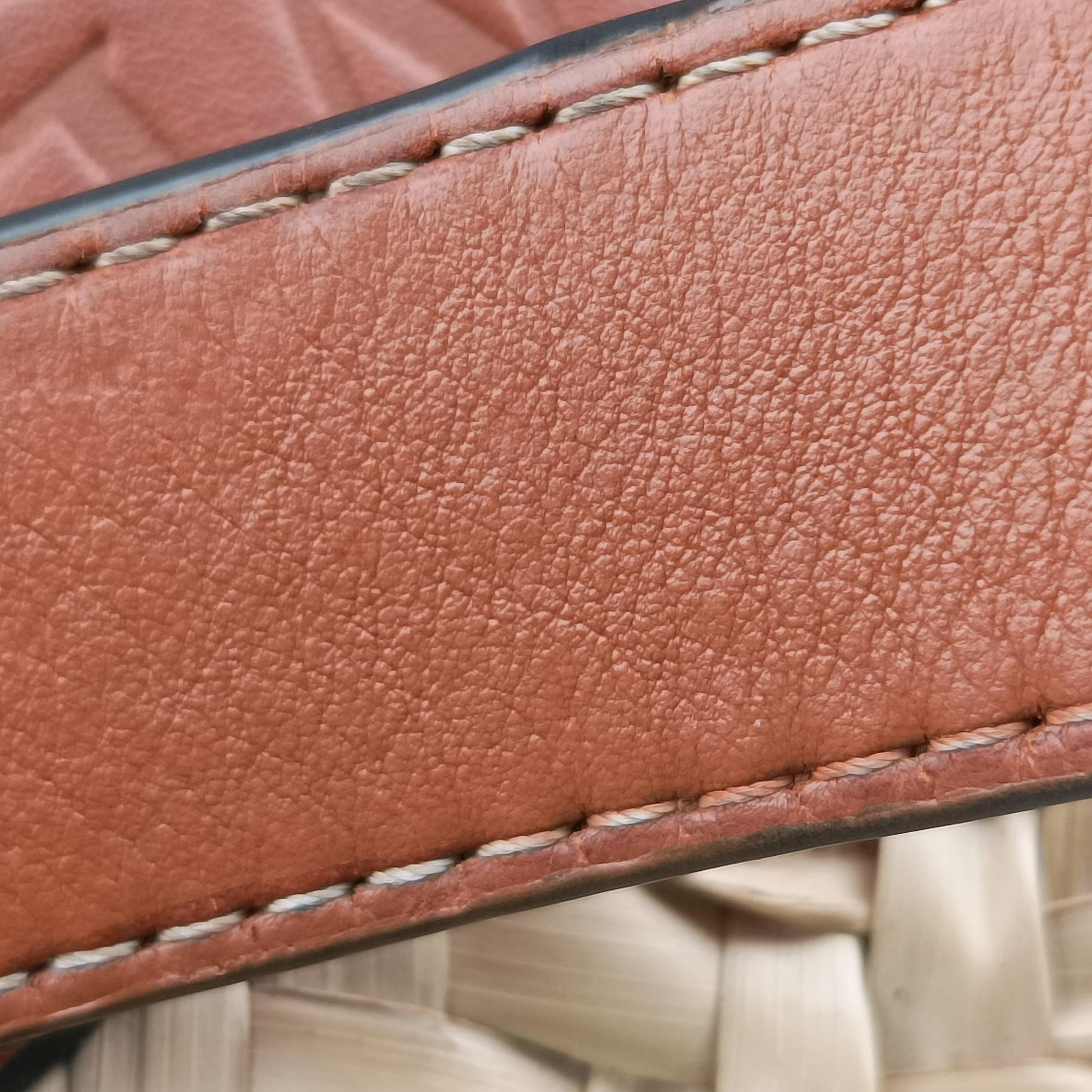 basket Beige×Brown Leather × Raffia 411708バスケット ベージュ×ブラウン レザー x ラフィア 411708