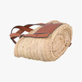 basket Beige×Brown Leather × Raffia 411708バスケット ベージュ×ブラウン レザー x ラフィア 411708