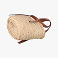 basket Beige×Brown Leather × Raffia 411708バスケット ベージュ×ブラウン レザー x ラフィア 411708