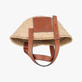 basket Beige×Brown Leather × Raffia 411708バスケット ベージュ×ブラウン レザー x ラフィア 411708