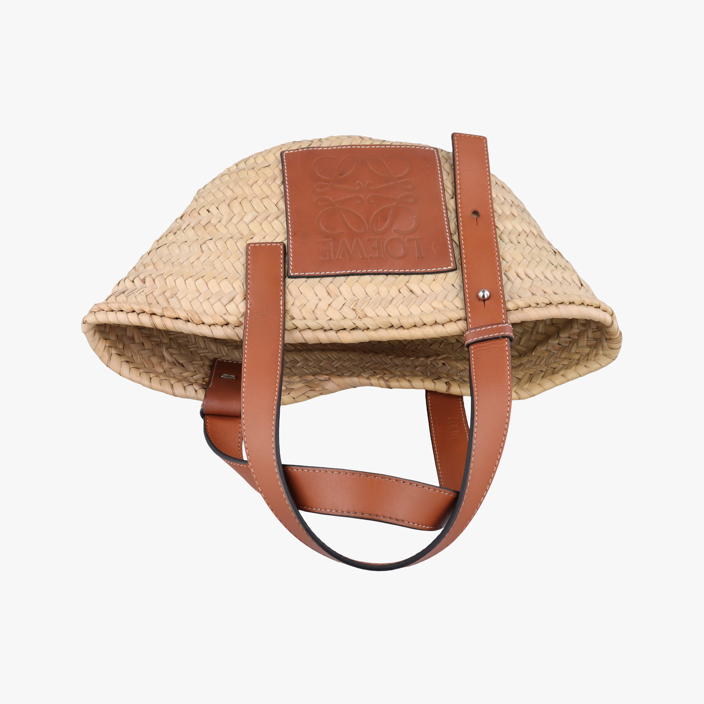 basket Beige×Brown Leather × Raffia 411708バスケット ベージュ×ブラウン レザー x ラフィア 411708