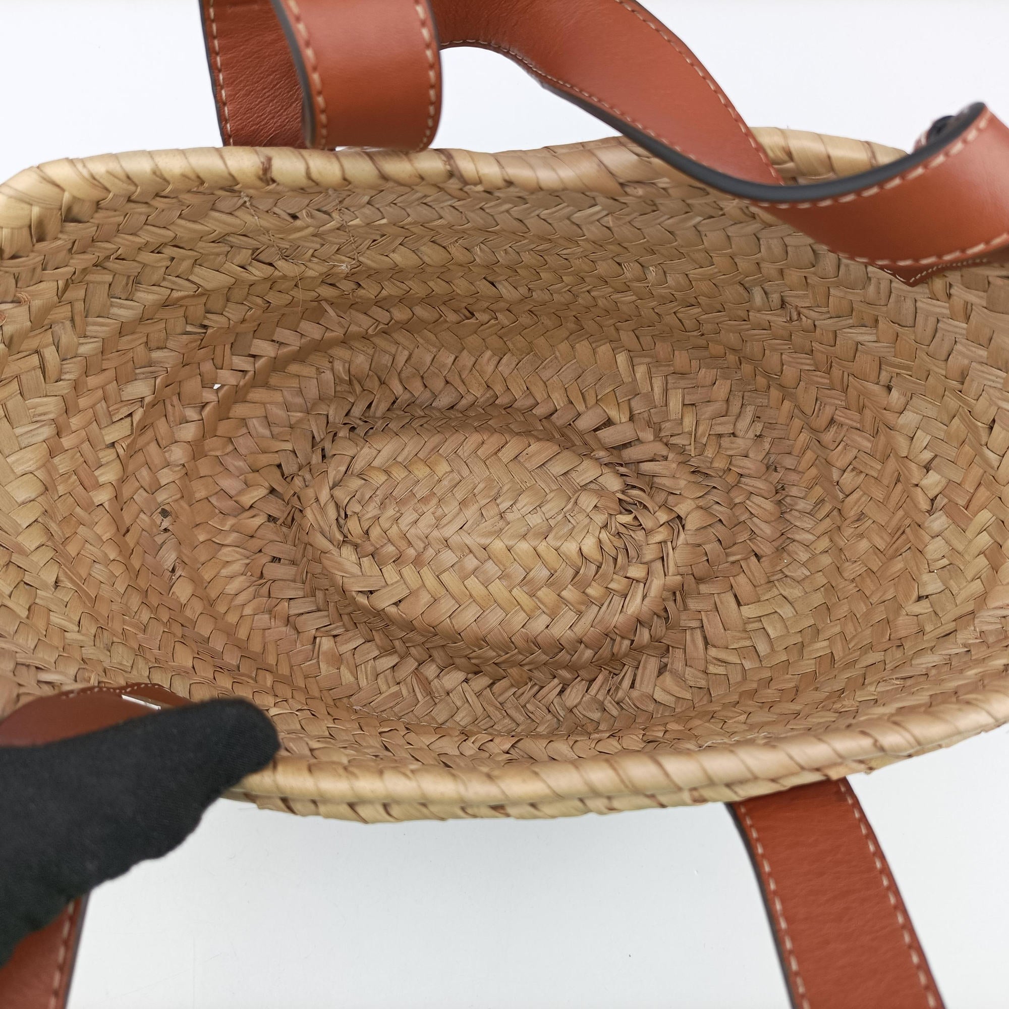 basket Beige×Brown Leather × Raffia 411708バスケット ベージュ×ブラウン レザー x ラフィア 411708