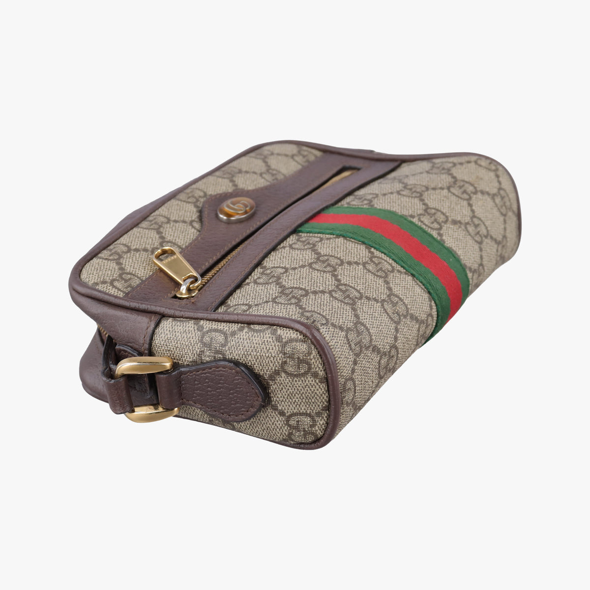OPHIDIA Brown×red×green PVC coated canvas×Leather 517350 オフィディア ブラウン×レッド×グリーン PVCコーティングキャンバス×レザー 517350 
