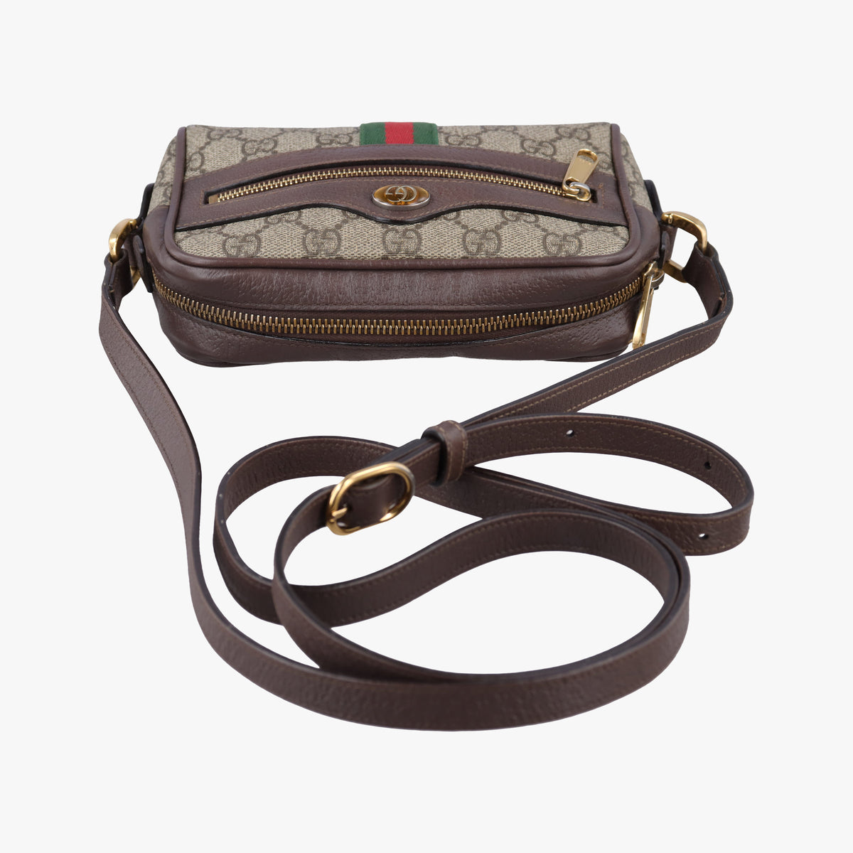 OPHIDIA Brown×red×green PVC coated canvas×Leather 517350 オフィディア ブラウン×レッド×グリーン PVCコーティングキャンバス×レザー 517350 