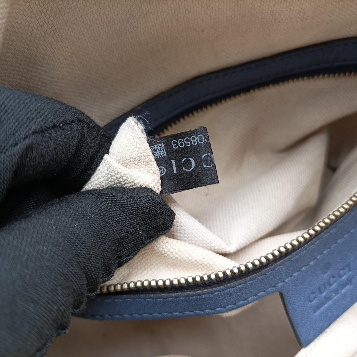Sherry Line beigex blue xmulti canvas×leather 269876 G018208593シェリーライン ベージュ×ブルー×マルチ キャンバス×レザー 269876 G018208593