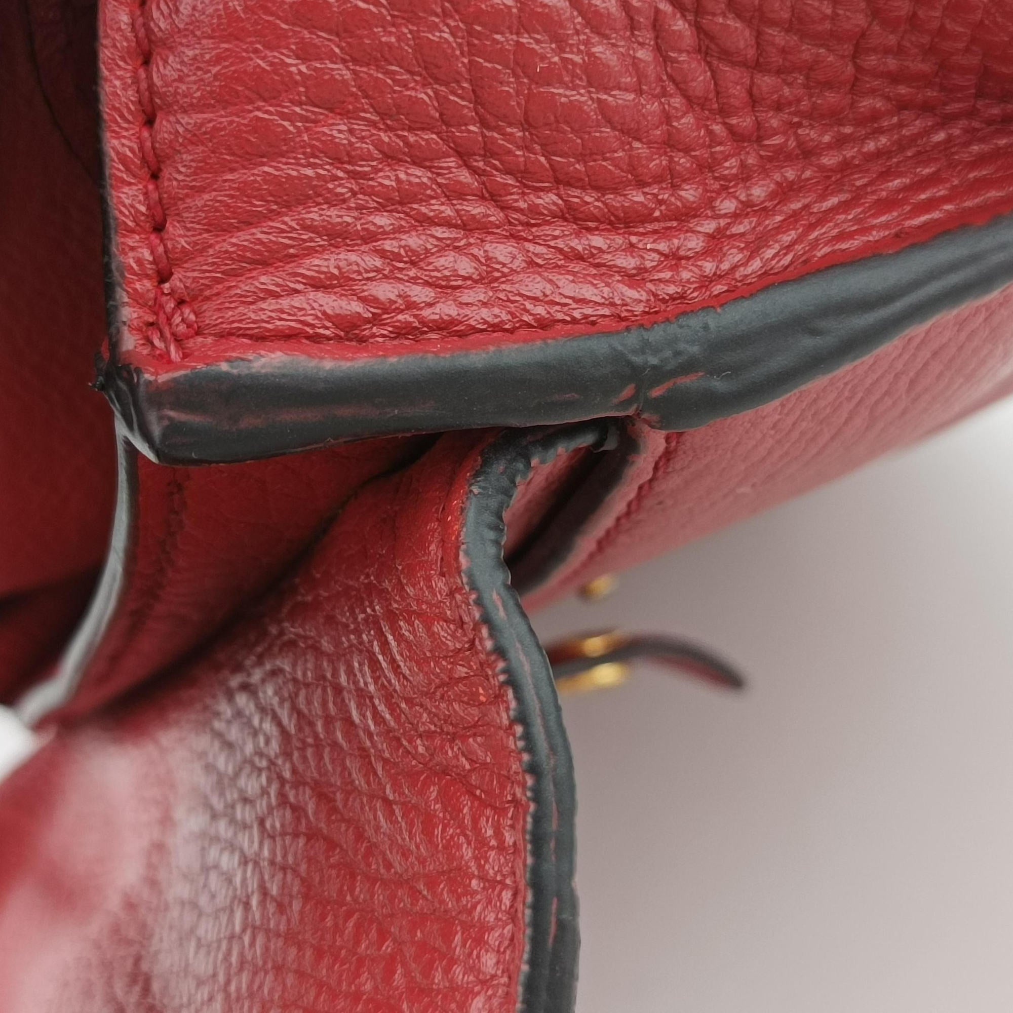 Vitello Daino Sound Flap Top Handle Red Leather BR5034 58/M 165ヴィテッロ ダイノ サウンド フラップ トップ ハンドル レッド レザー BR5034 58/M 165