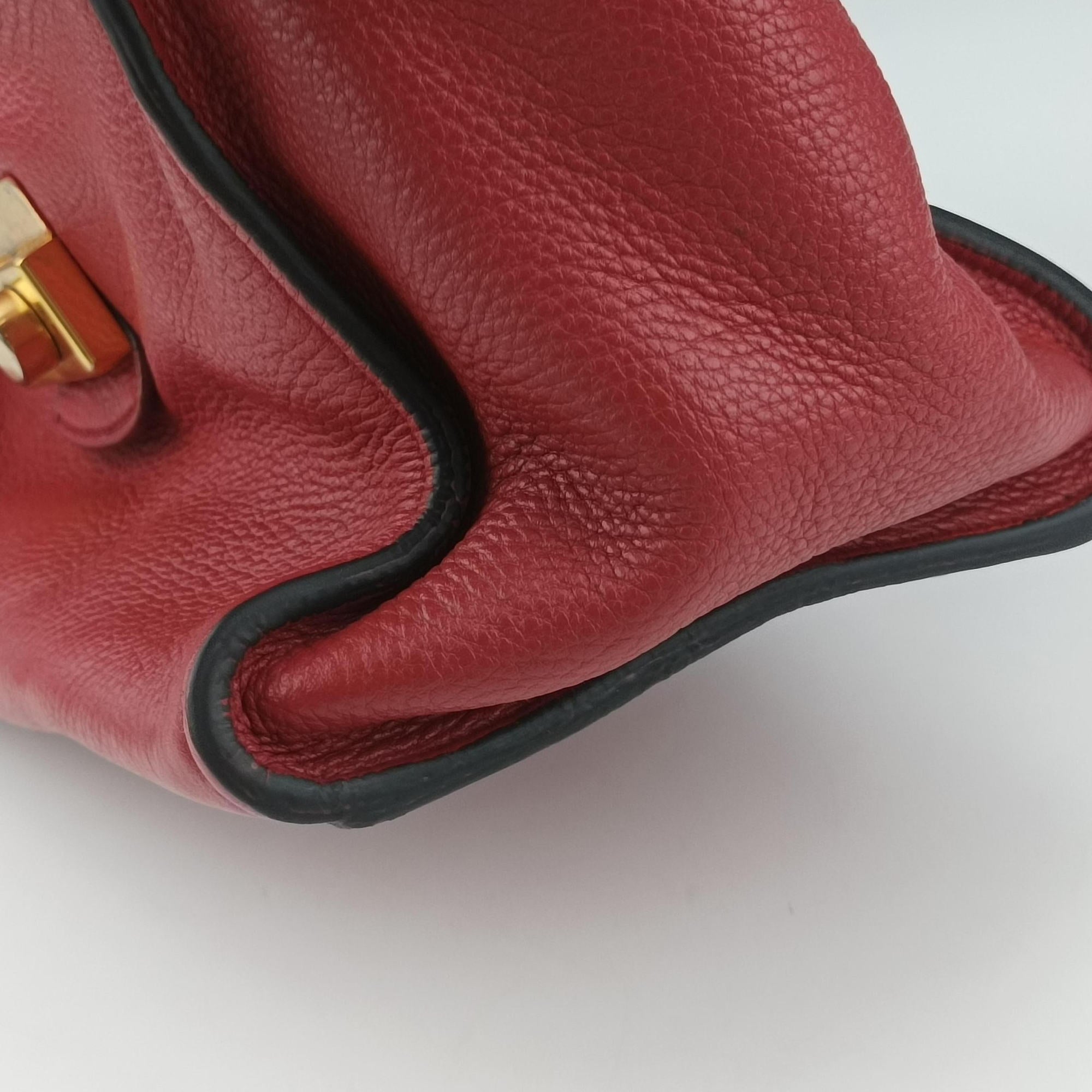 Vitello Daino Sound Flap Top Handle Red Leather BR5034 58/M 165ヴィテッロ ダイノ サウンド フラップ トップ ハンドル レッド レザー BR5034 58/M 165