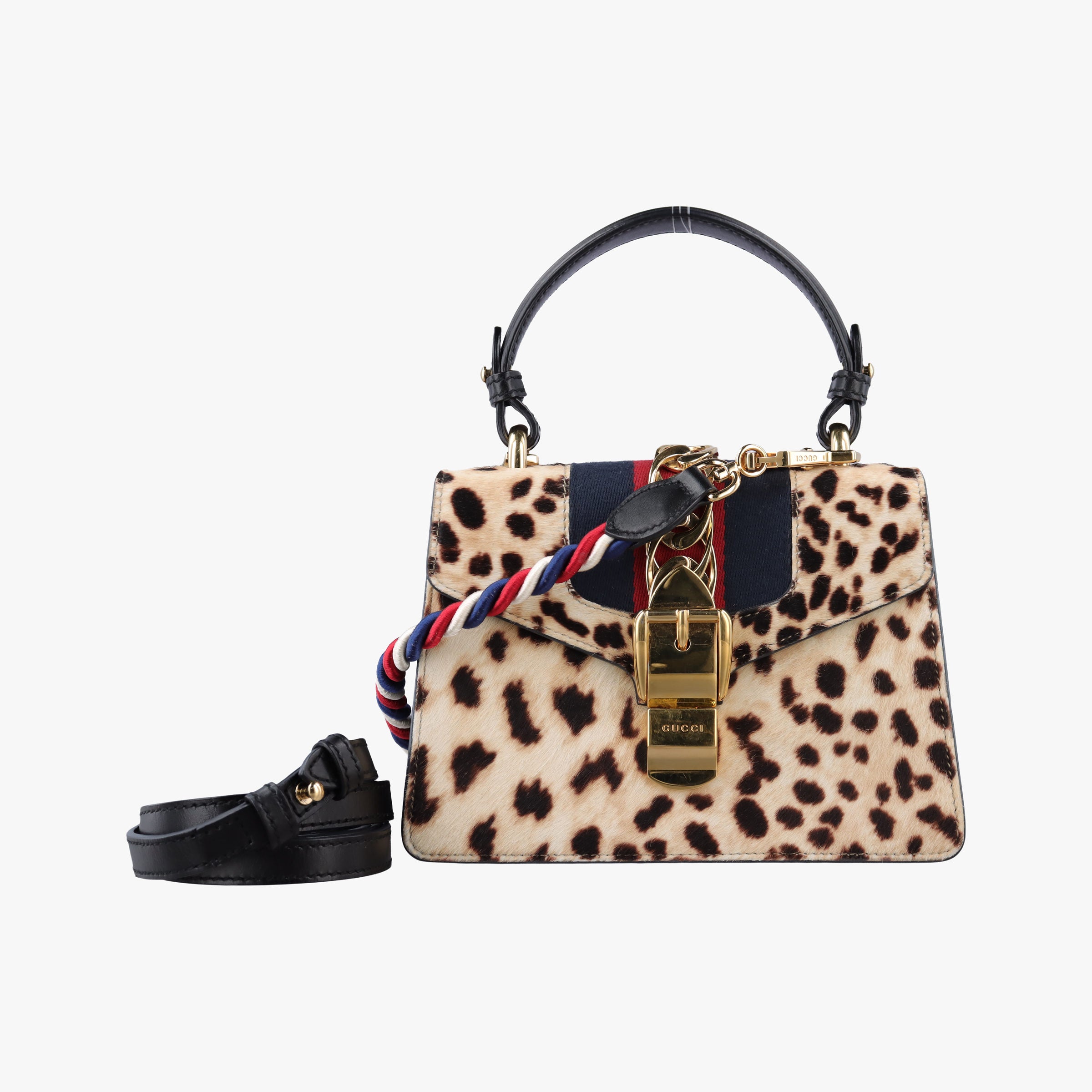 Pre-owned Gucci Sylvie Multicolour ponyhair×leather 470270 shoulderbag | stylenewstar