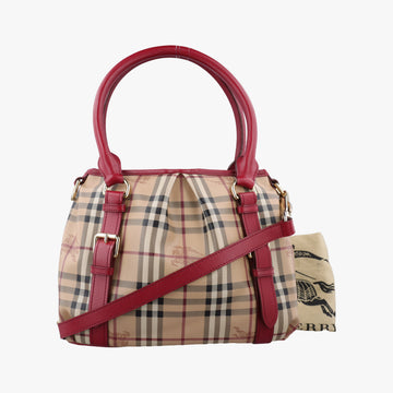 Haymarket Check Beige × Military Red Coated Canvas × Leather 3857260/64Mヘイマーケットチェック ベージュ × レッド コーティングキャンバス × レザー 2wayショルダーバッグ 3857260/64M