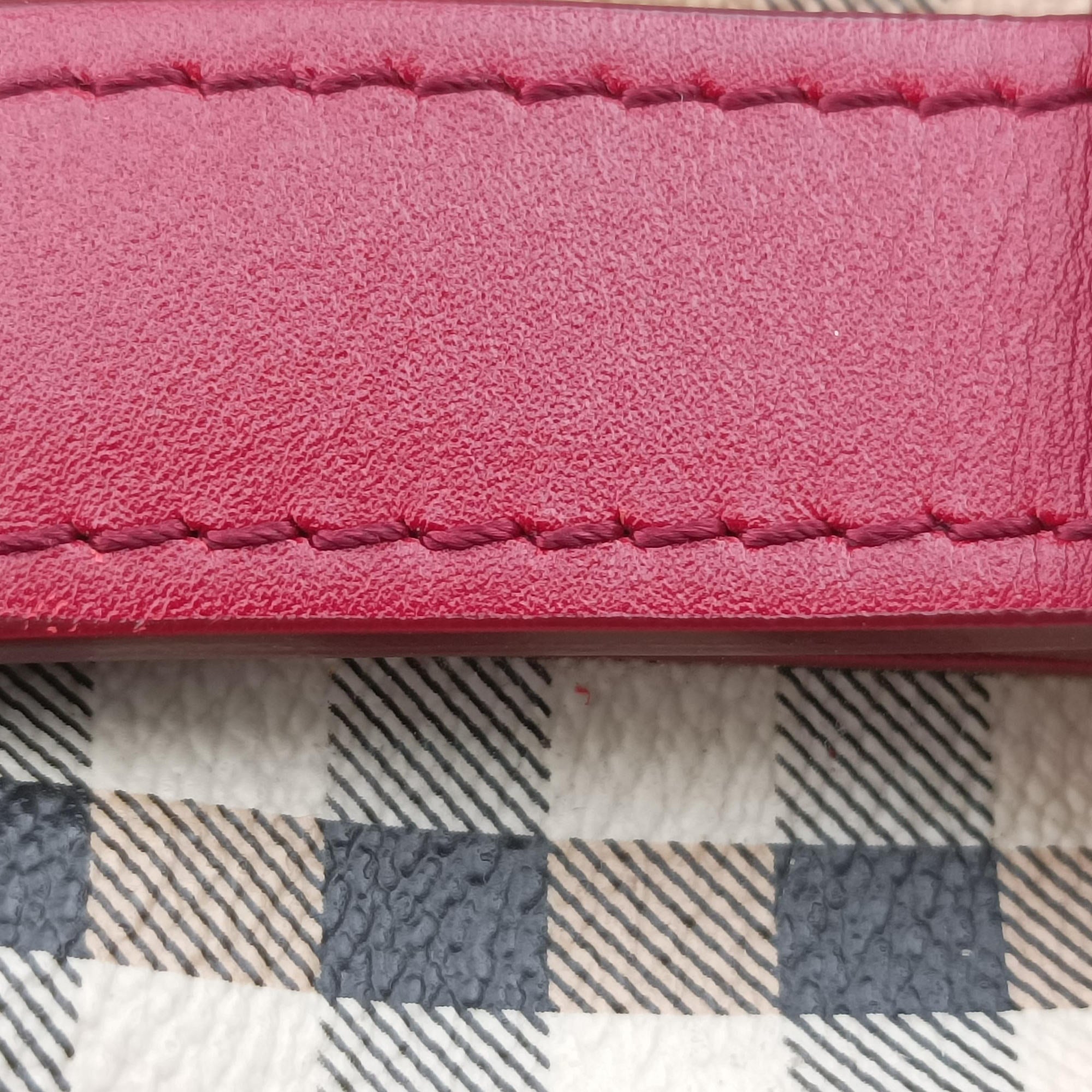 Haymarket Check Beige × Military Red Coated Canvas × Leather 3857260/64Mヘイマーケットチェック ベージュ × レッド コーティングキャンバス × レザー 2wayショルダーバッグ 3857260/64M