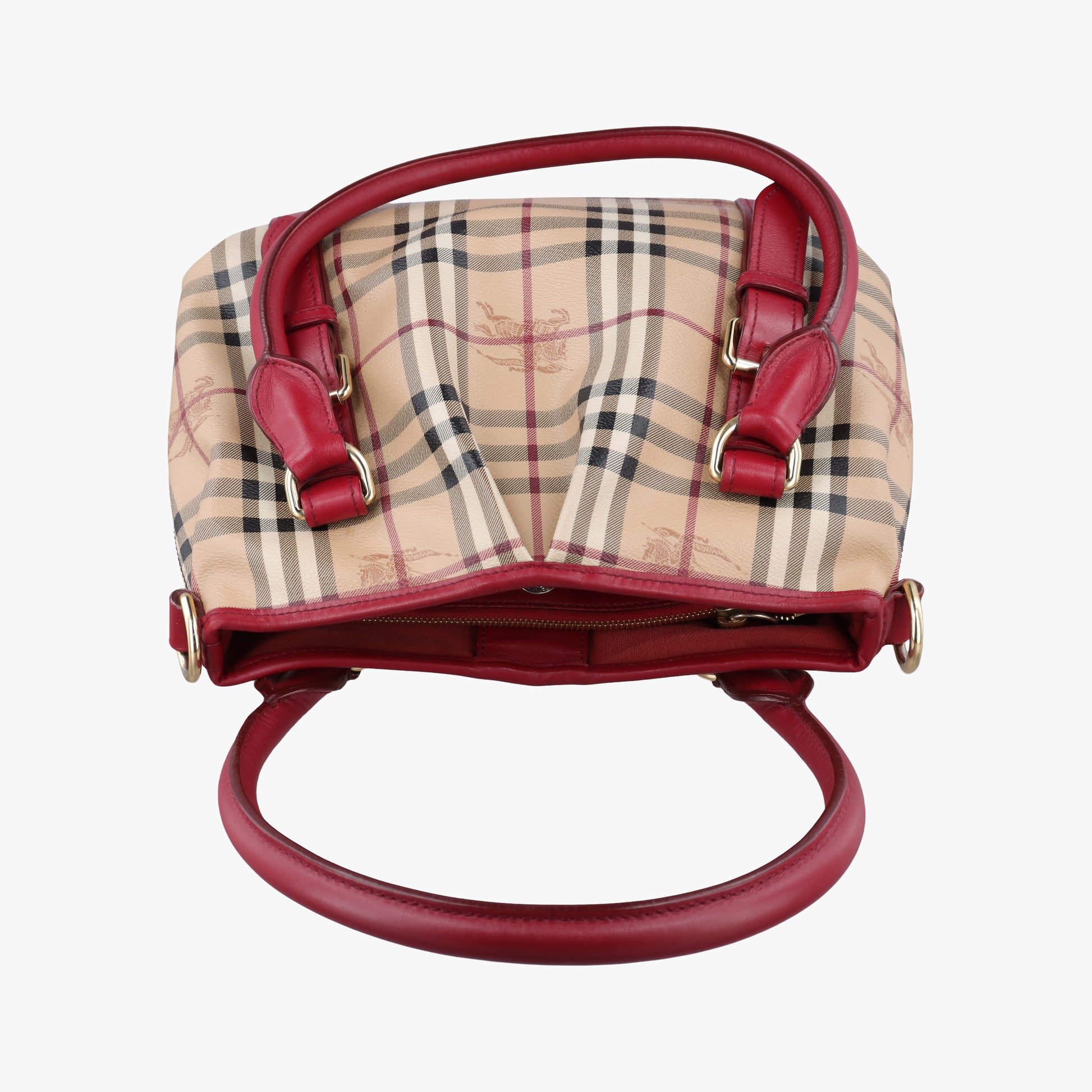 Haymarket Check Beige × Military Red Coated Canvas × Leather 3857260/64Mヘイマーケットチェック ベージュ × レッド コーティングキャンバス × レザー 2wayショルダーバッグ 3857260/64M