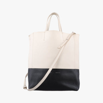 Vintage Celine Cabas Tote Cream × Black Leather  shoulderbag | stylenewstar