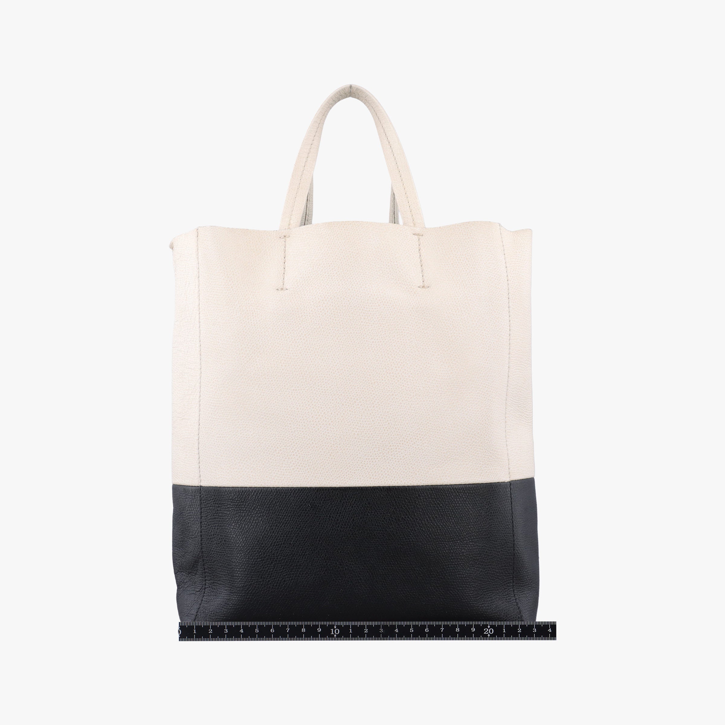 Vintage Celine Cabas Tote Cream × Black Leather  shoulderbag | stylenewstar