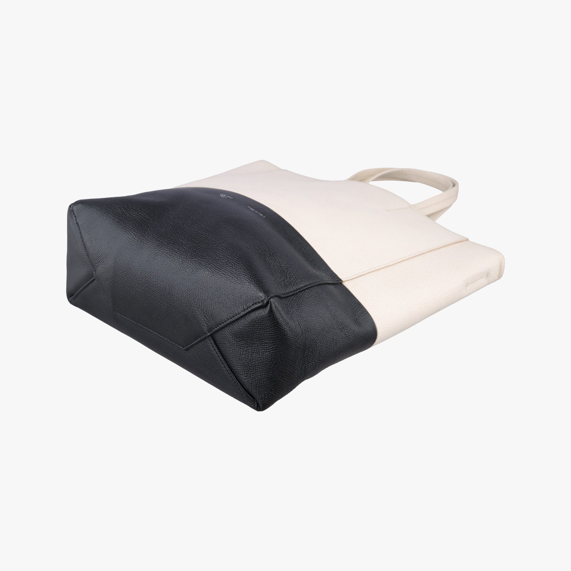 Vintage Celine Cabas Tote Cream × Black Leather  shoulderbag | stylenewstar