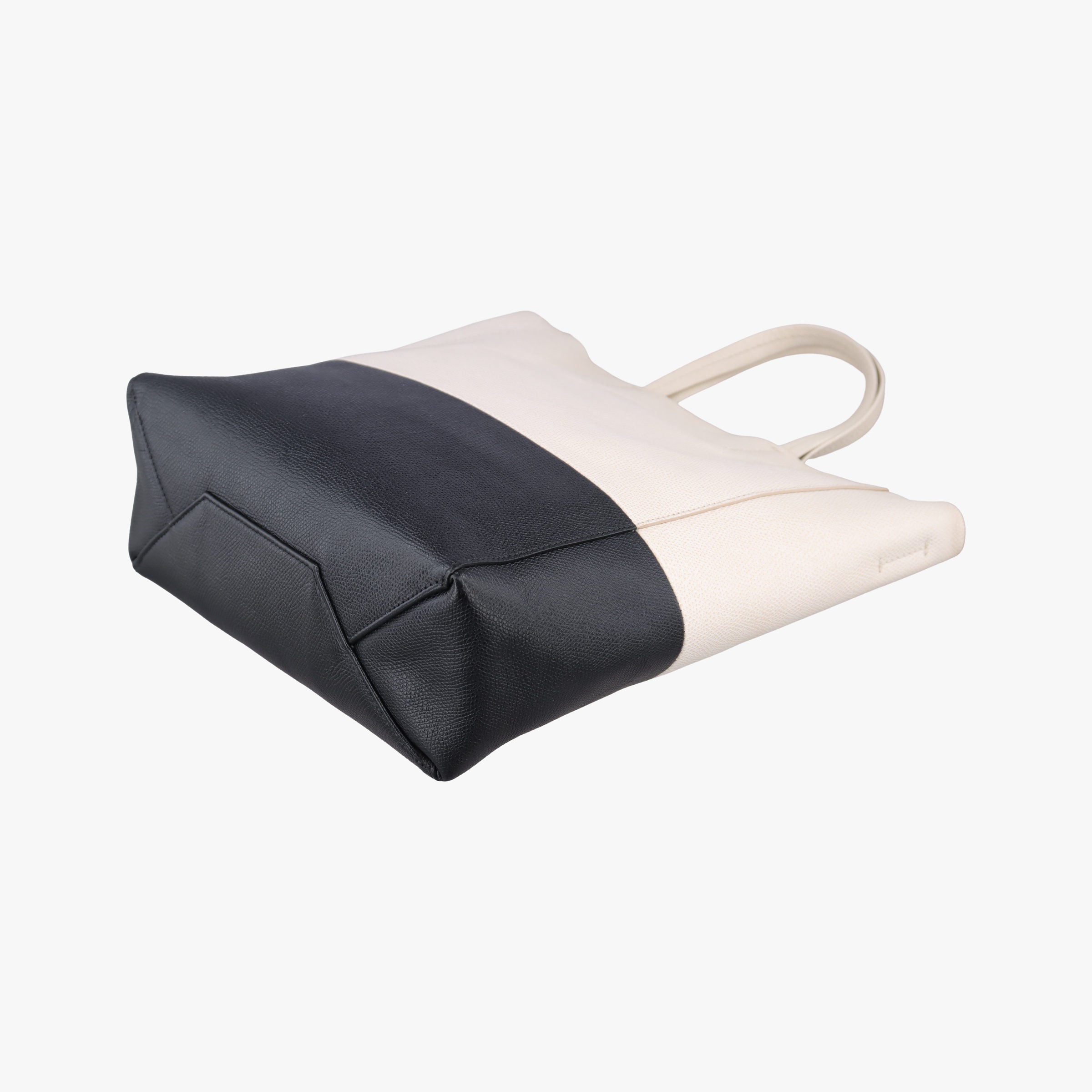 Vintage Celine Cabas Tote Cream × Black Leather  shoulderbag | stylenewstar