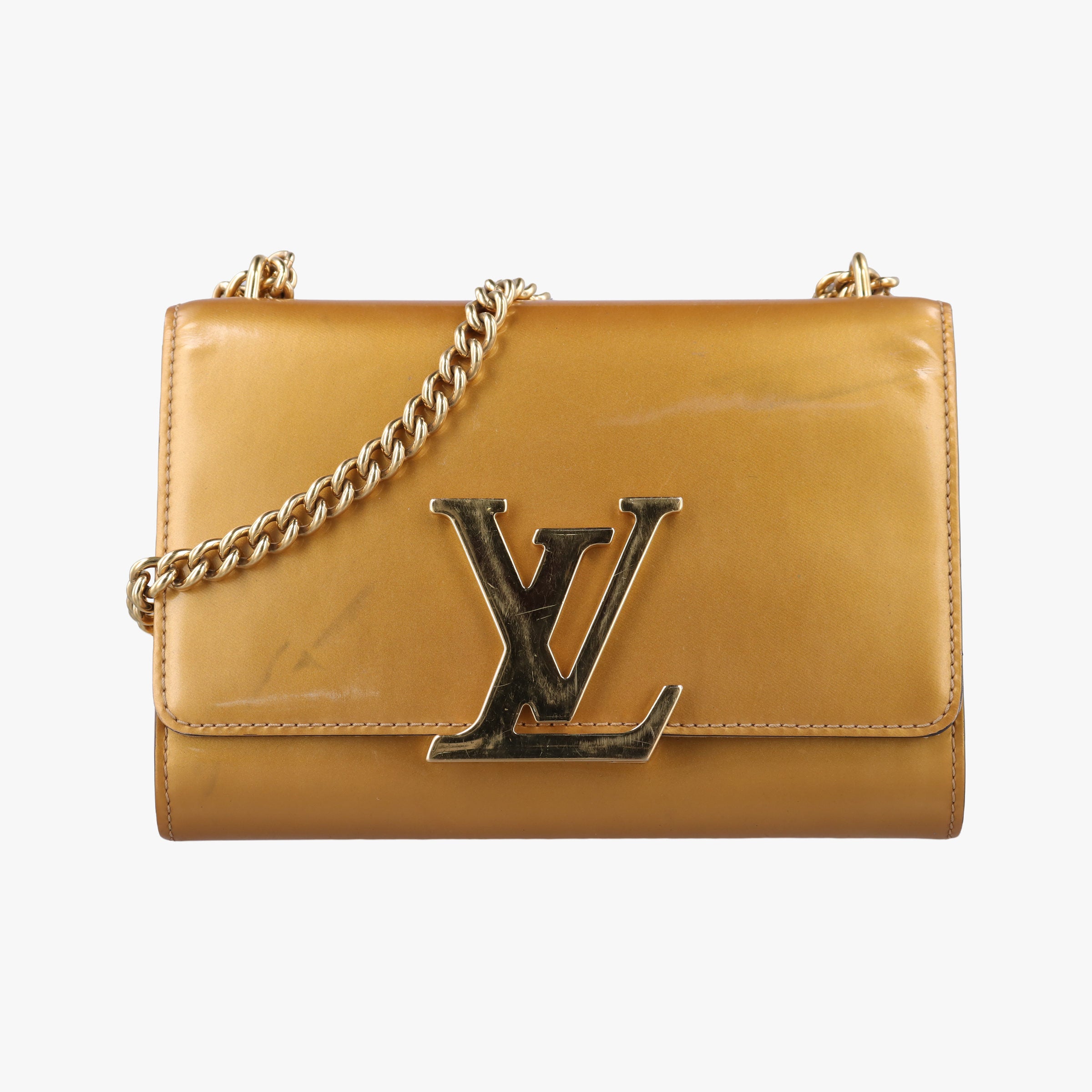 Pochette Louise MM Mustard Yellow Vernis PL4115ポシェット ルイーズMM マスタードイエロー ヴェルニ PL4115