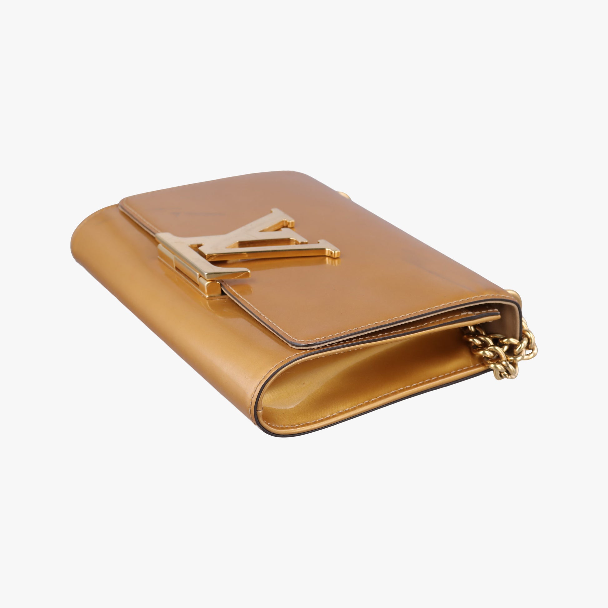 Pochette Louise MM Mustard Yellow Vernis PL4115ポシェット ルイーズMM マスタードイエロー ヴェルニ PL4115